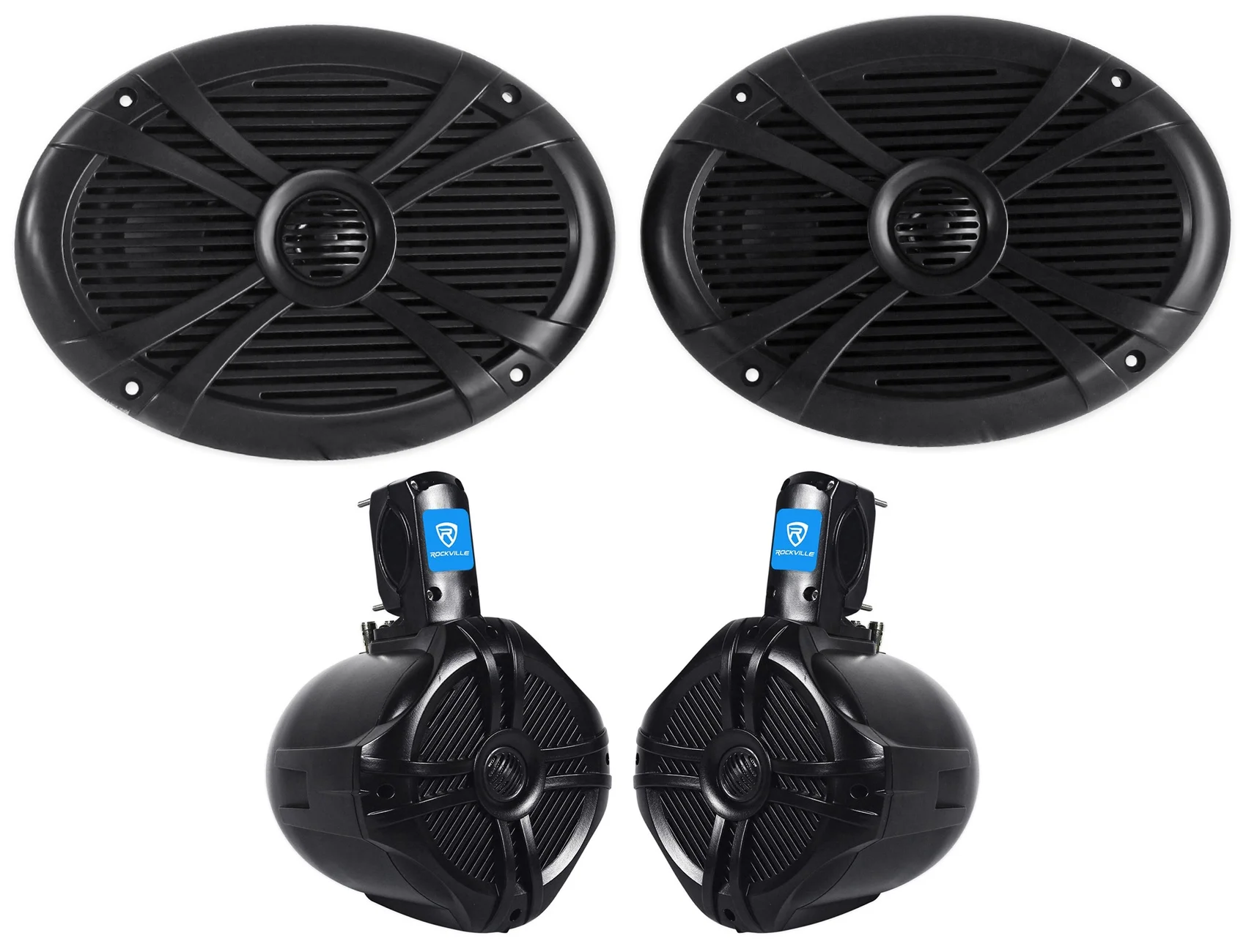 Pair Rockville RMSTS69W 6x9 1000w Waterproof Marine Boat Speakers+(2) Wakeboards