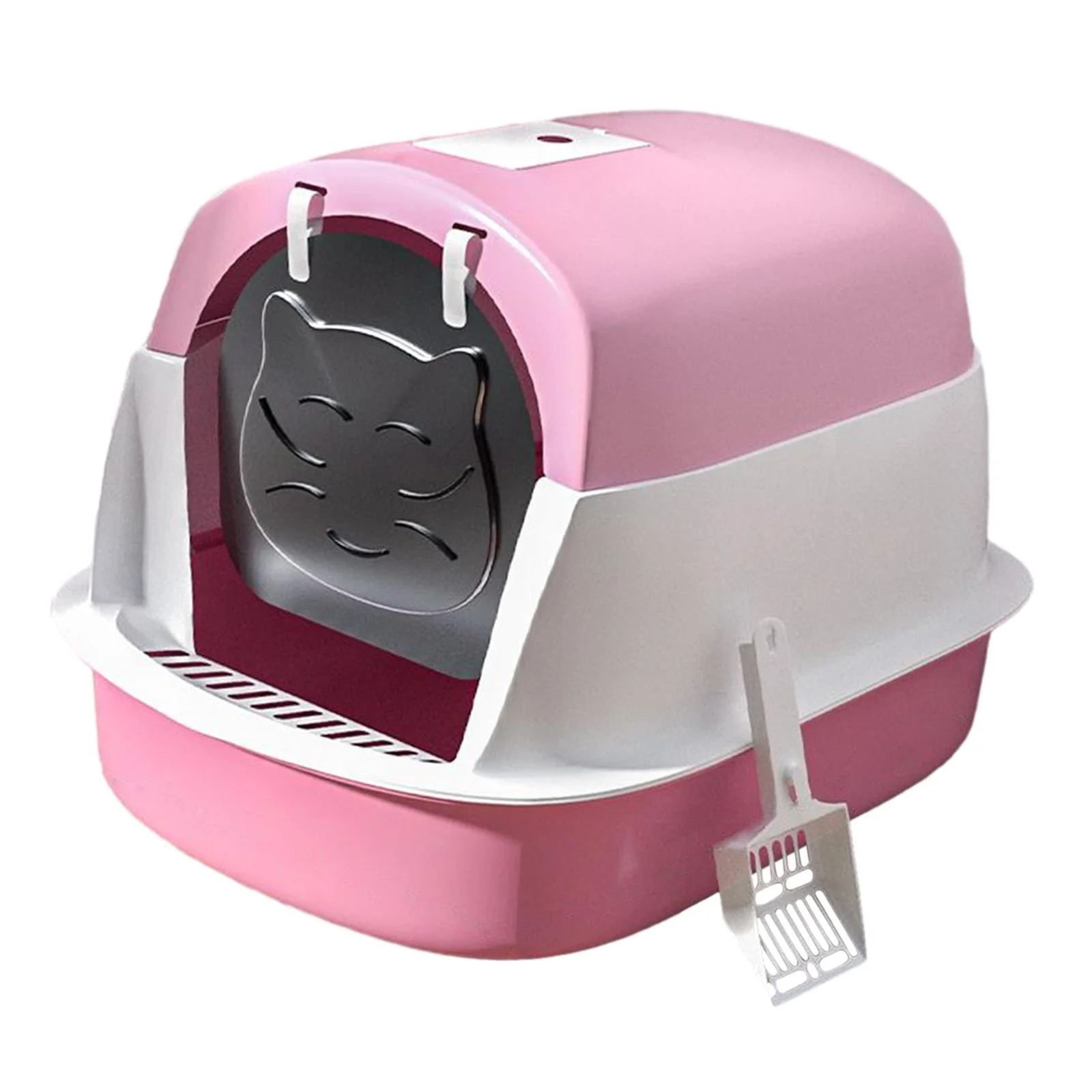 Gazechimp Cat with Hood Cat , Fully Enclosed Cat Toilet, Portable and pink