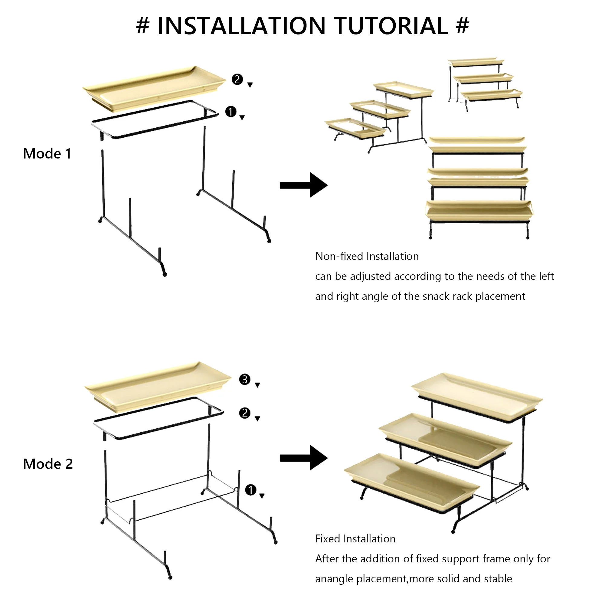 Tripumer Large 3 Tier Serving Rack Porcelain Tiered Serving Tray Folding Sturdy Stand for Party Entertaining Party Food Fruit Dessert Cake Display Black 12 inches