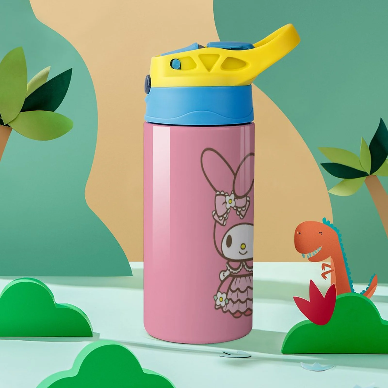 Smile My Melody Children's Water Bottle Vacuum Insulated Stainless Steel Cup With Straw Toddler Thermoses
