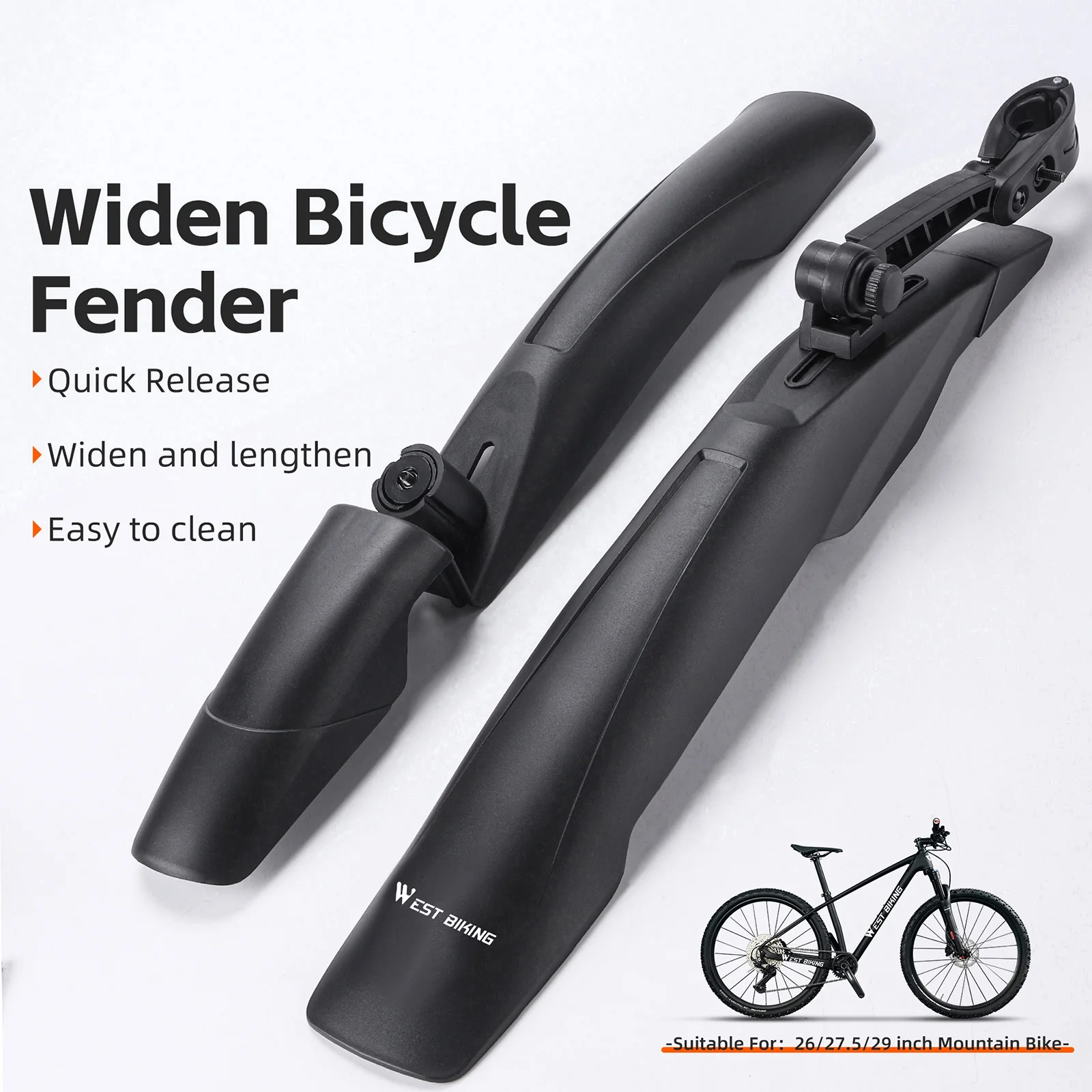 Adjustable Bike Fenders by moobody - Mudguard Set for 26-29in Bikes, Protect Your Bike from Mud and Water
