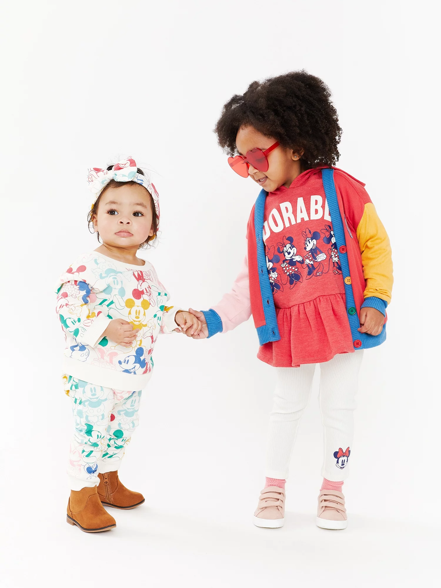 Disney Minnie Mouse and Mickey Mouse Baby and Toddler Girls Hoodie Peplum Sweatshirt and Leggings, 2-Piece Outfit Set, 12 Months-5T