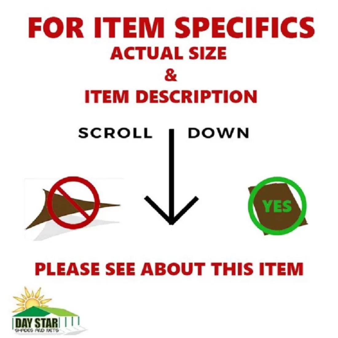 DAY STAR SHADES 7X16 (Black) HD Mesh Tarp Net Sun Shade Fence Screen Patio Canopy Top