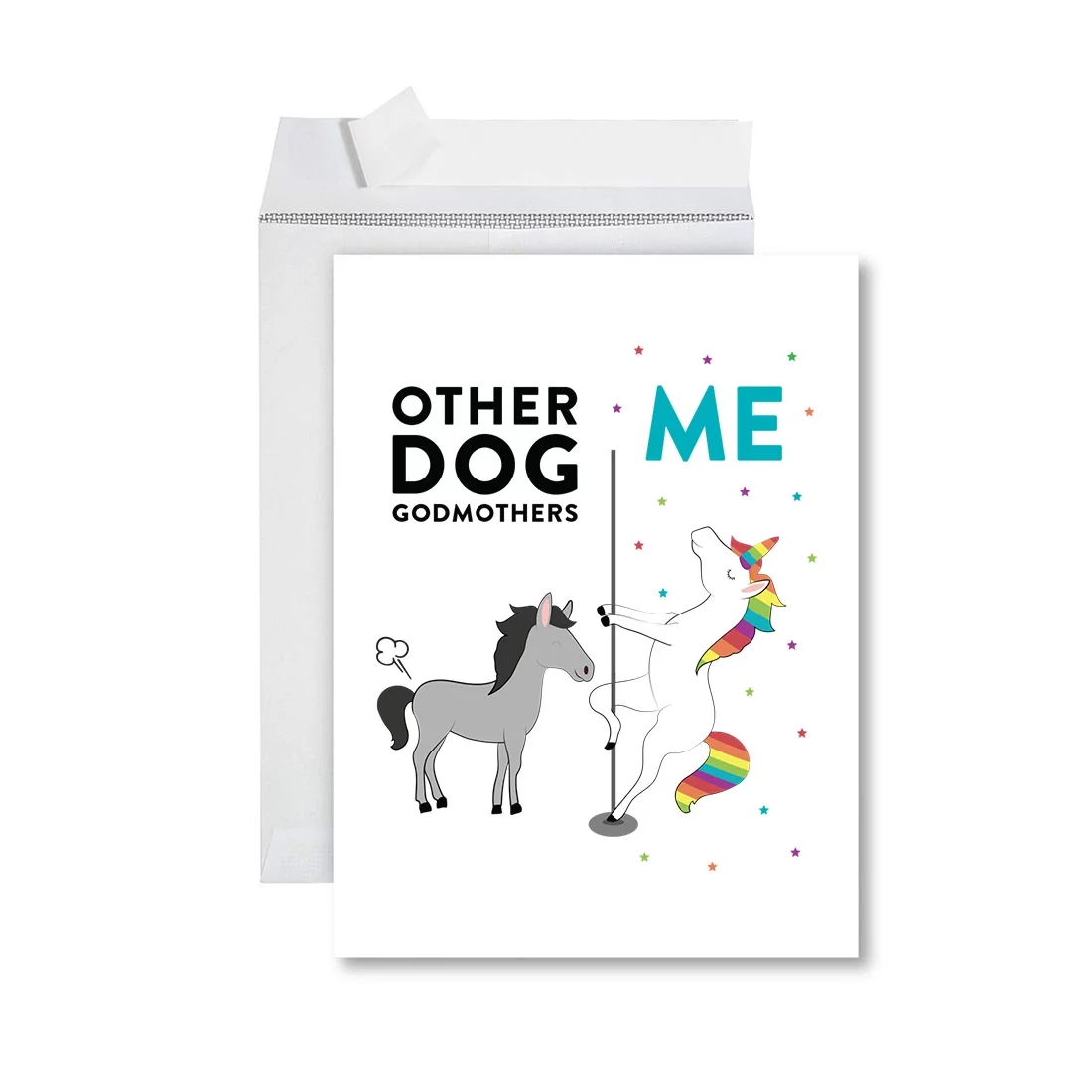 Koyal Wholesale Funny  All Occasion Jumbo Card, Horse Unicorn, Blank Greeting Card with Envelope, Dog Godmothers