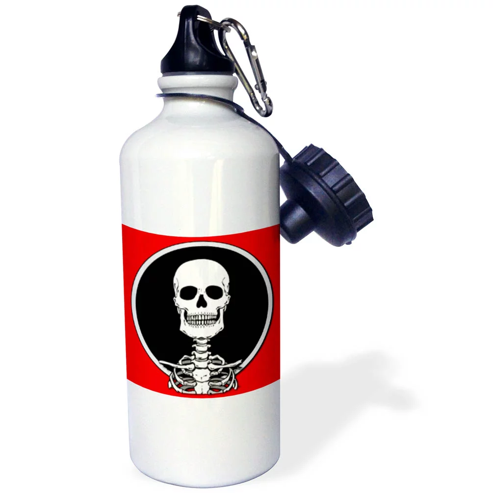 SKELETONS skull 1 on red 21 oz Sports Water Bottle wb-25042-1