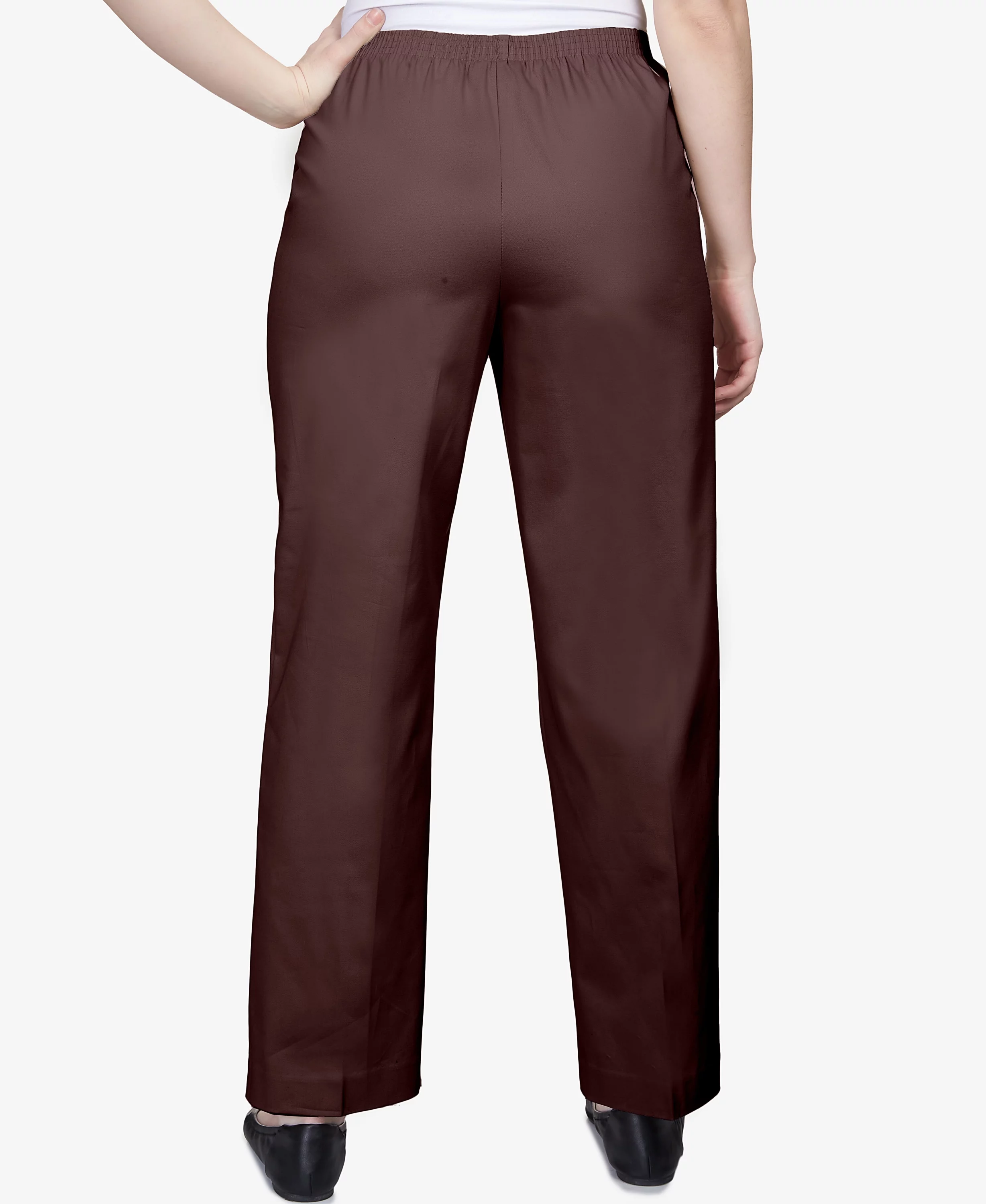 Alfred Dunner Womens  Soft Twill Mid-Rise Regular Fit Straight Leg Regular Length Casual Pant