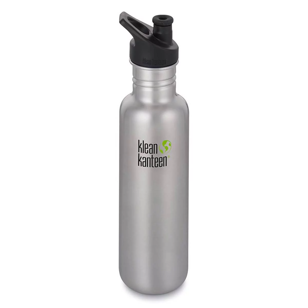 Klean Kanteen 1003085 27 oz Classic Stainless Steel Single Wall Non-Insulated Water Bottle with Sport Cap - Shale Black