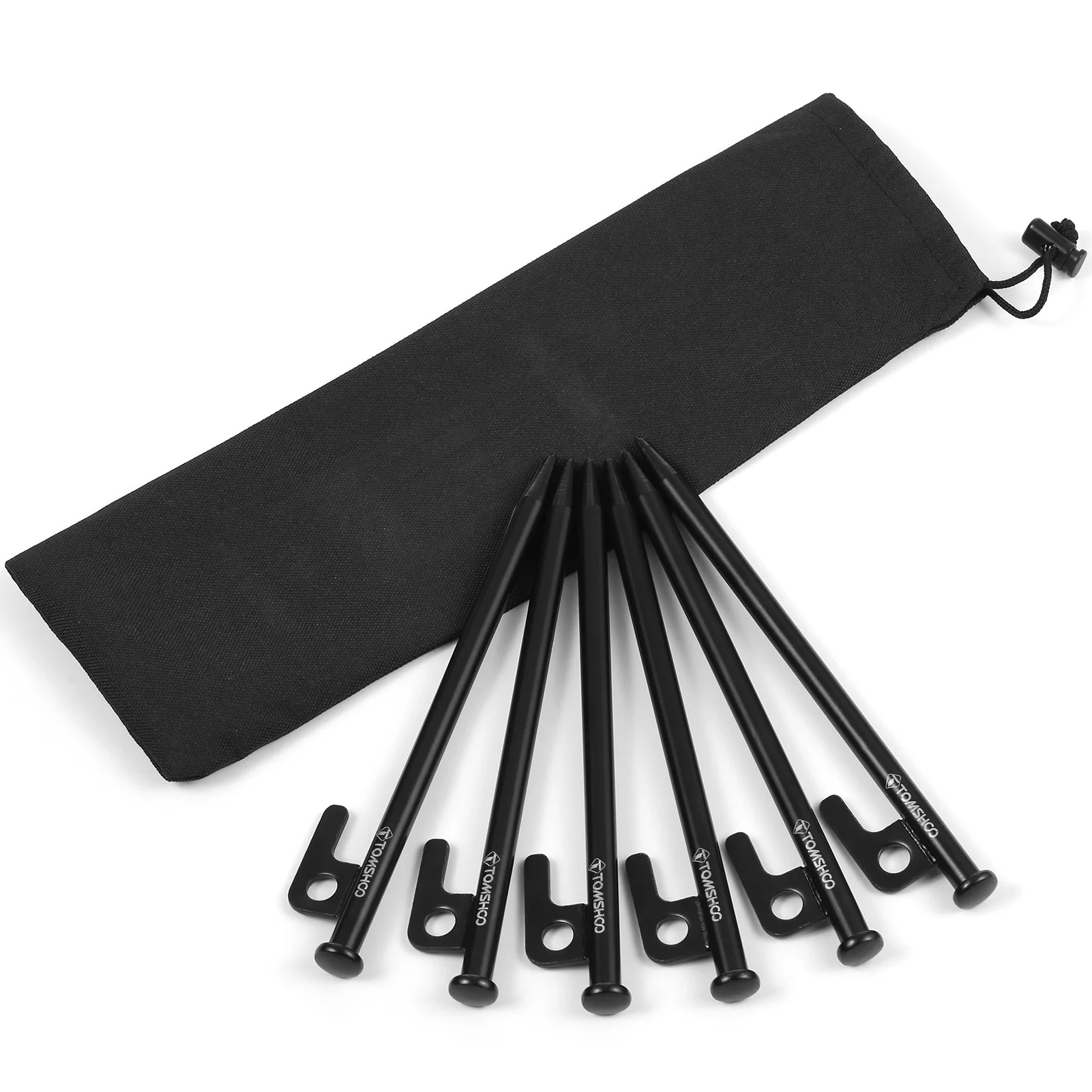 TOMSHOO 8 Inch /12 Inch Tent Pegs 6PCS Heavy Duty Steel Tent Stakes for Camping Canopy Awning