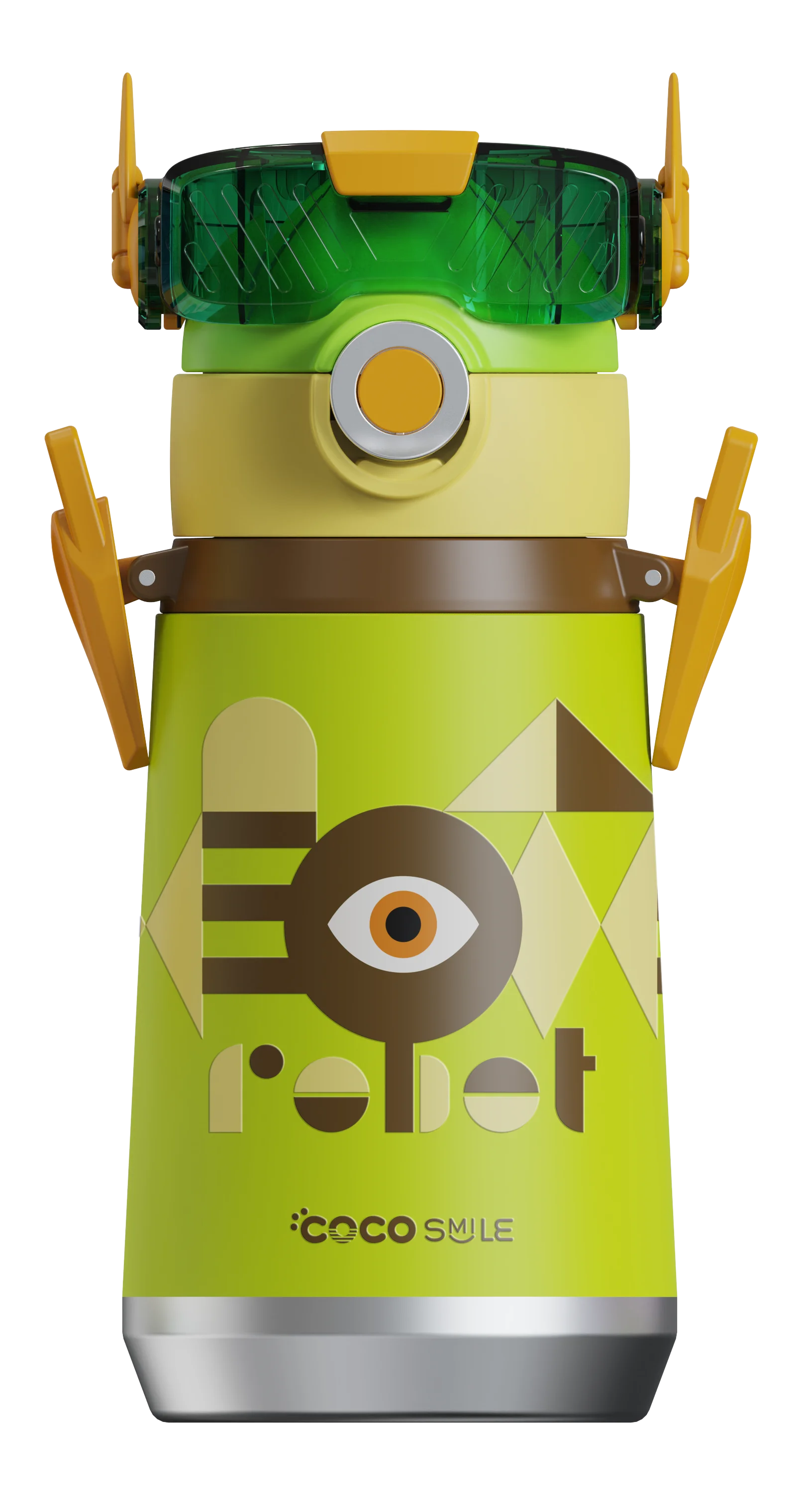 Robot Direct Drinking Thermos Cup (Single Eye, Lime Green)