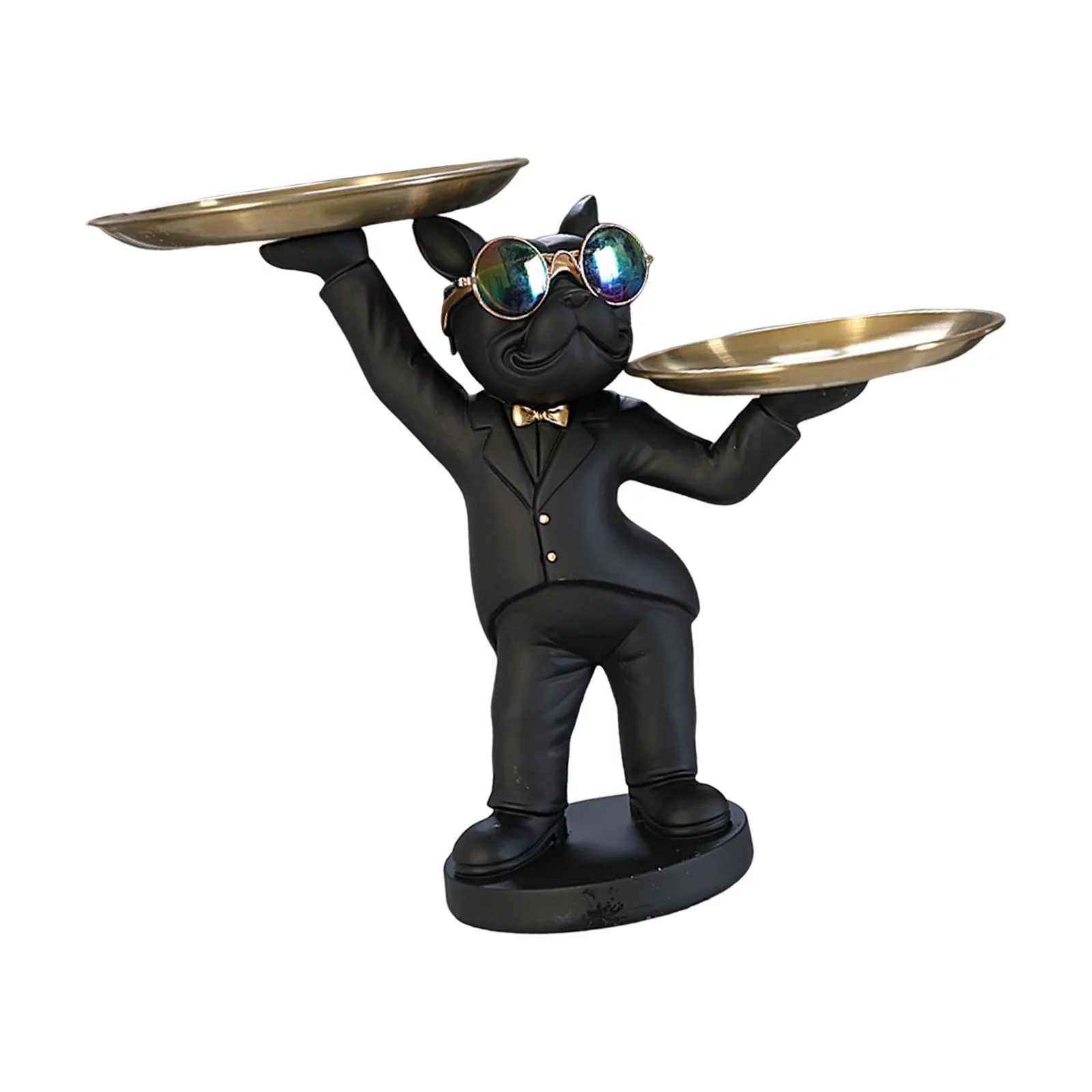 Dog Desk Storage Tray Ornament Candy Dish Figurine Jewelry Trinket Tray Nordic Desktop Organizer Sundries Container for Dining Room Black