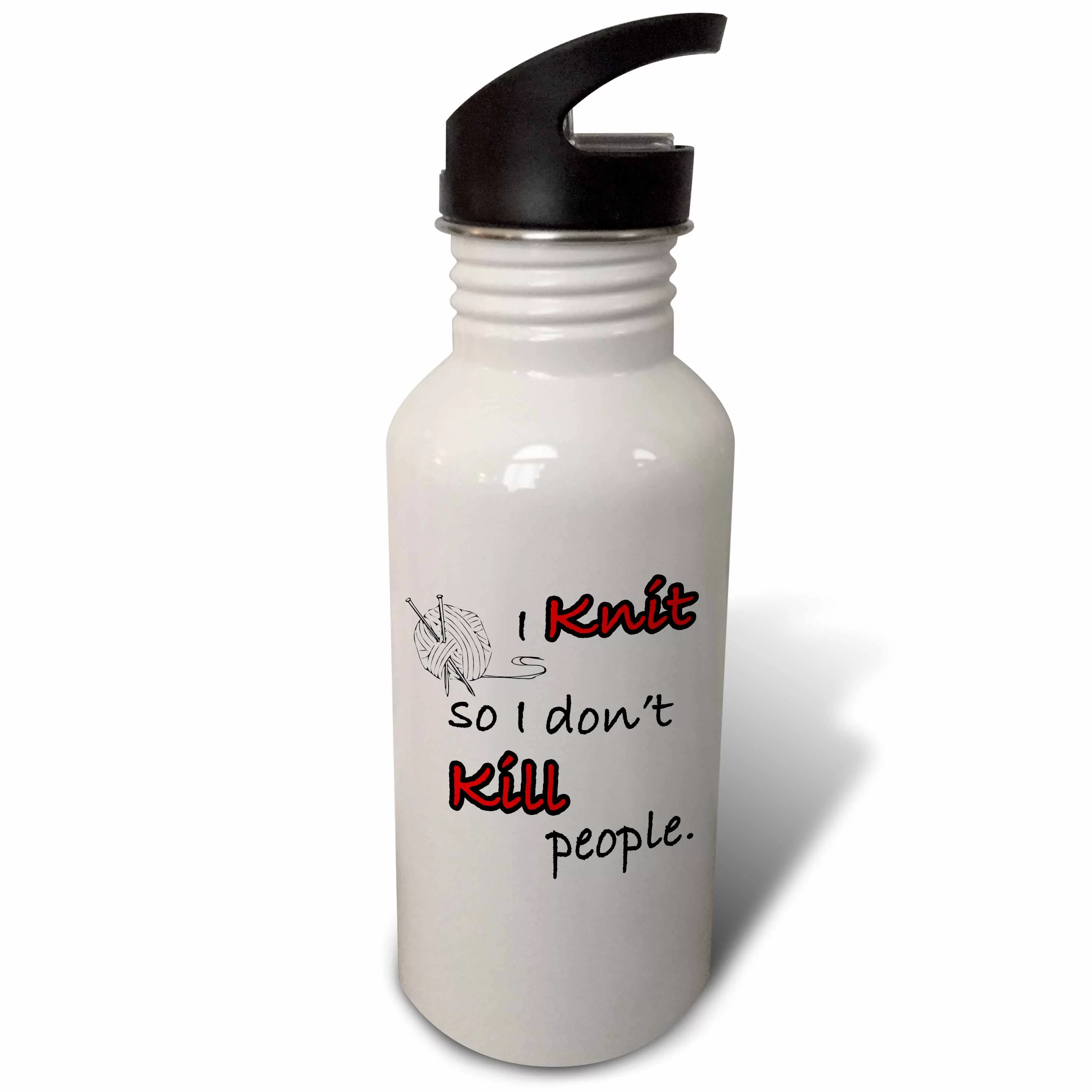 I knit so I don’t kill people 21 oz Sports Water Bottle wb-159602-1