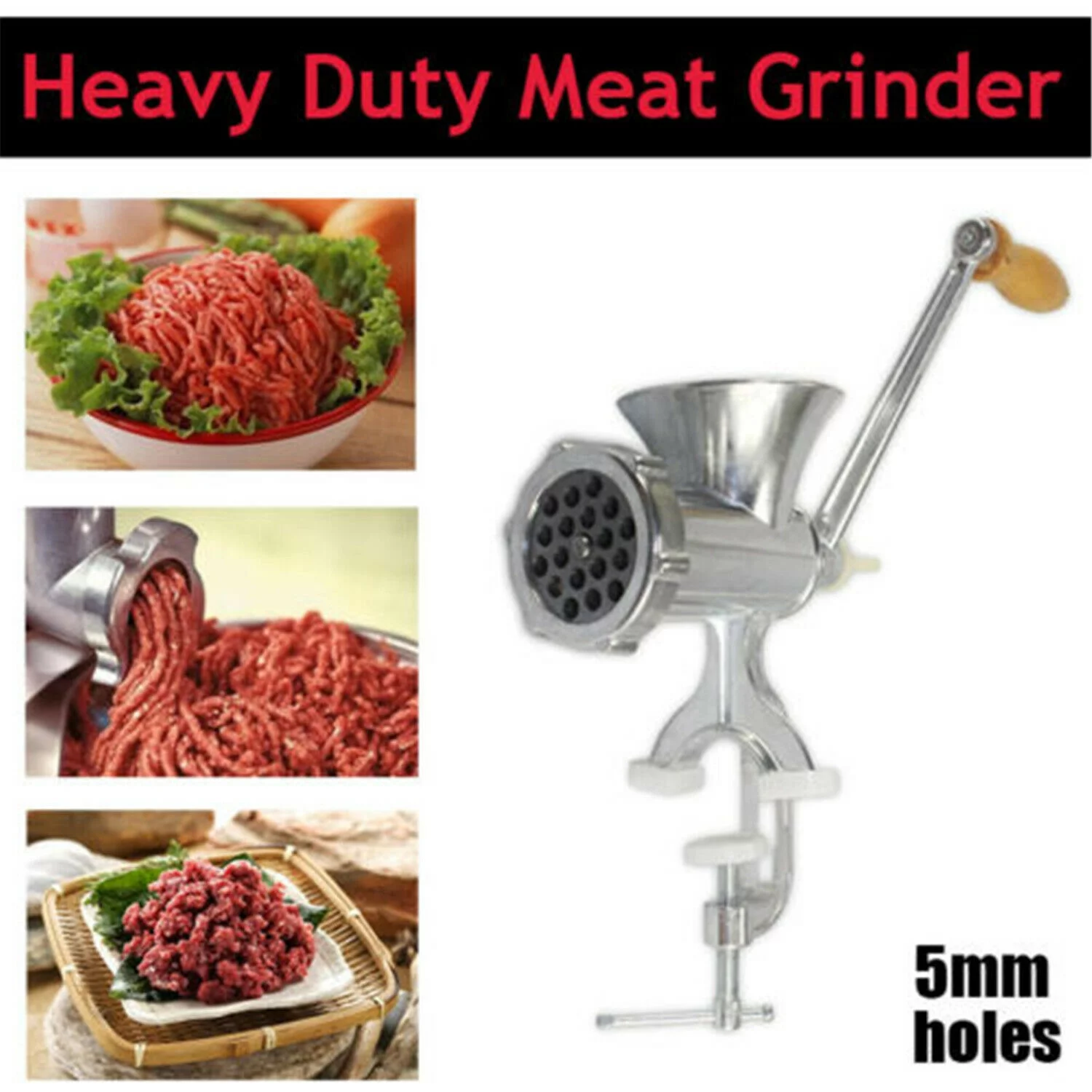 Meat Grinder Aluminium Alloy Sausage Stuffer&Maker Manual Meat Sausage Beef Mincer Machine Hand Crank Meat Mincer Table Kitchen Utensil Tools
