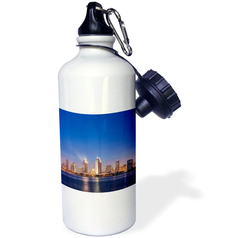 USA, California, Coronado Island, San Diego Skyline at Twilight. 21 oz Sports Water Bottle wb-205705-1