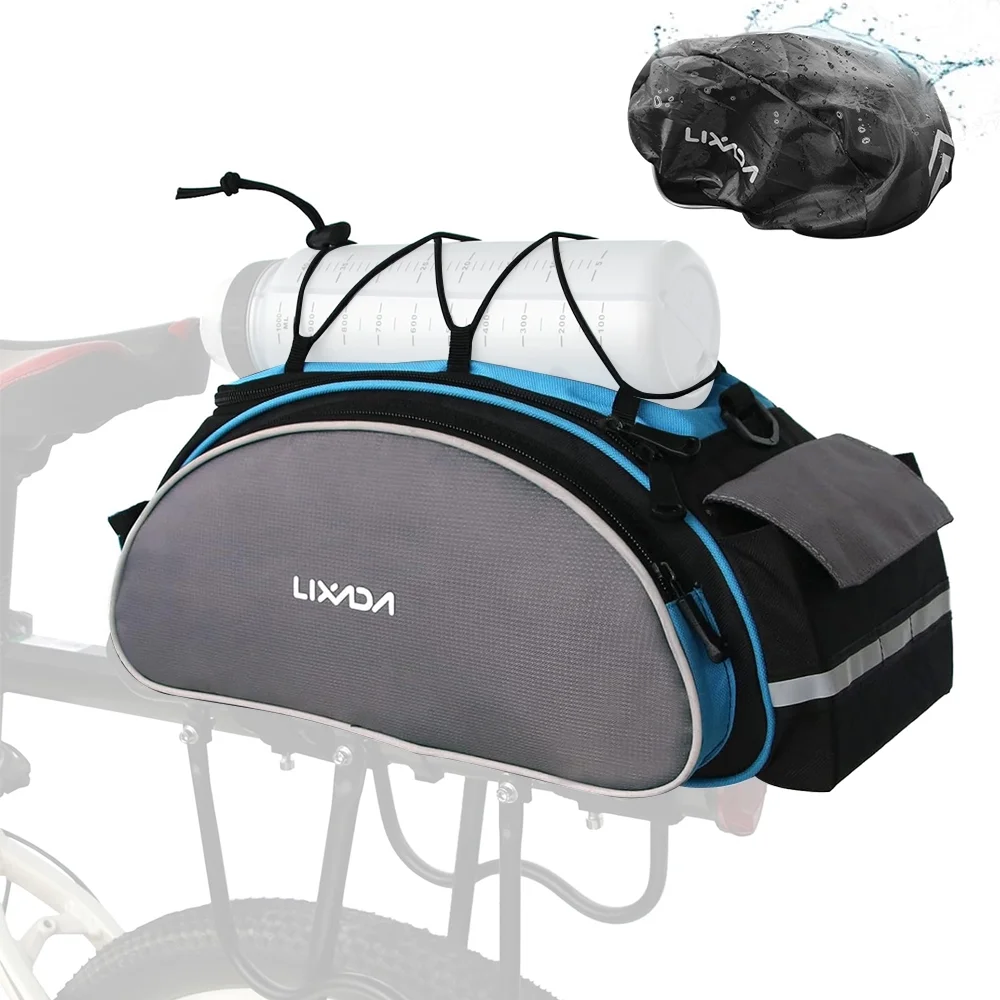 Lixada Bike Pouch, Multifunctional Rear Seat Bag for Cycling, 13L Capacity, Handbag and Shoulder Bag