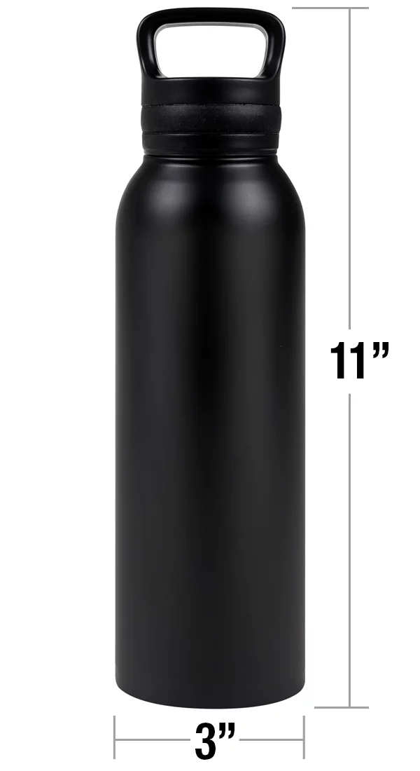 Looney Tunes Official Taz 24 oz Insulated Canteen Water Bottle, Leak Resistant, Vacuum Insulated Stainless Steel with Loop Cap, Black