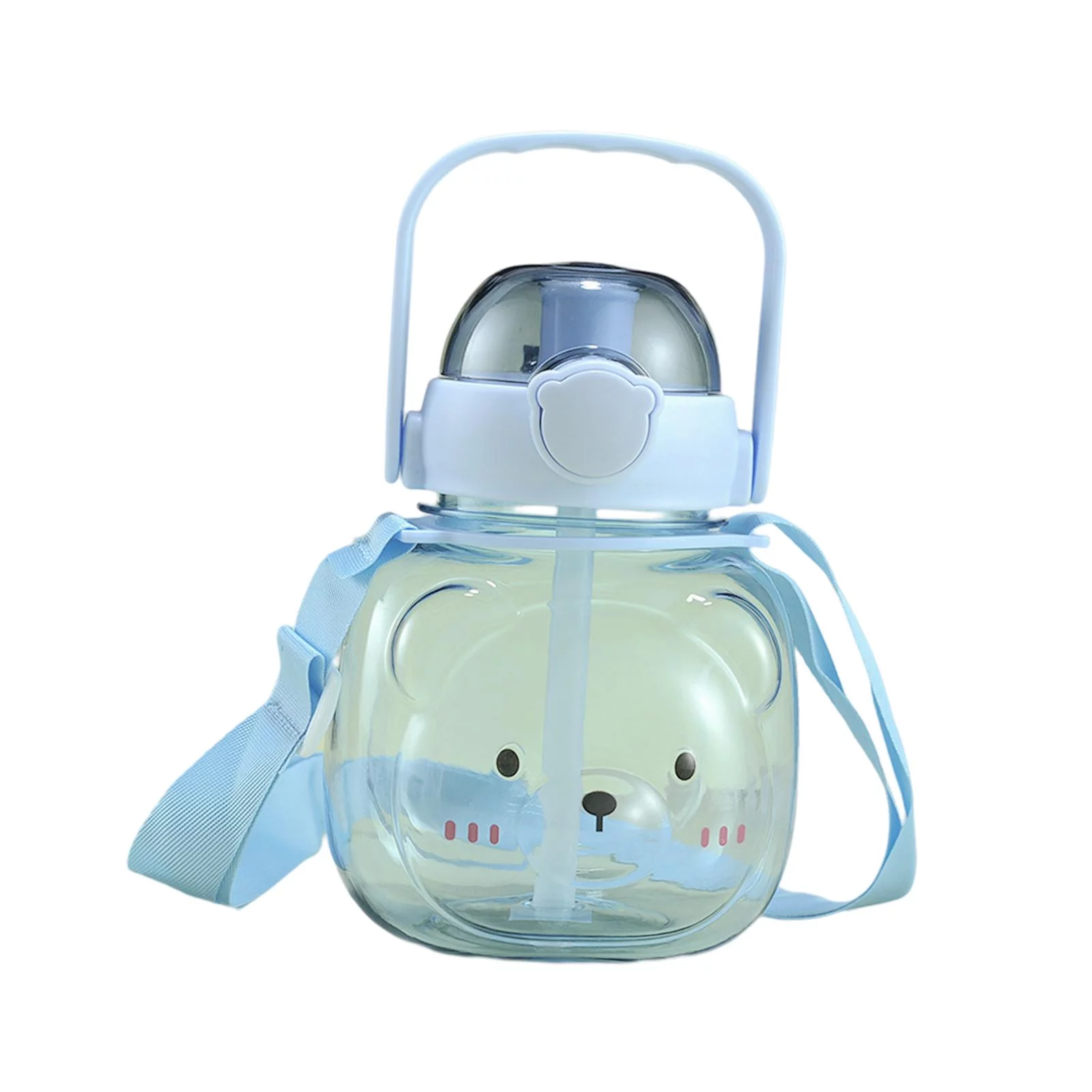 900ml Sports Drinking Water Bottle with Straw, Large Capacity Children Water Bottle, Cute Drinking Water Bottle for Cycling, Office Kids Adults Dark blue