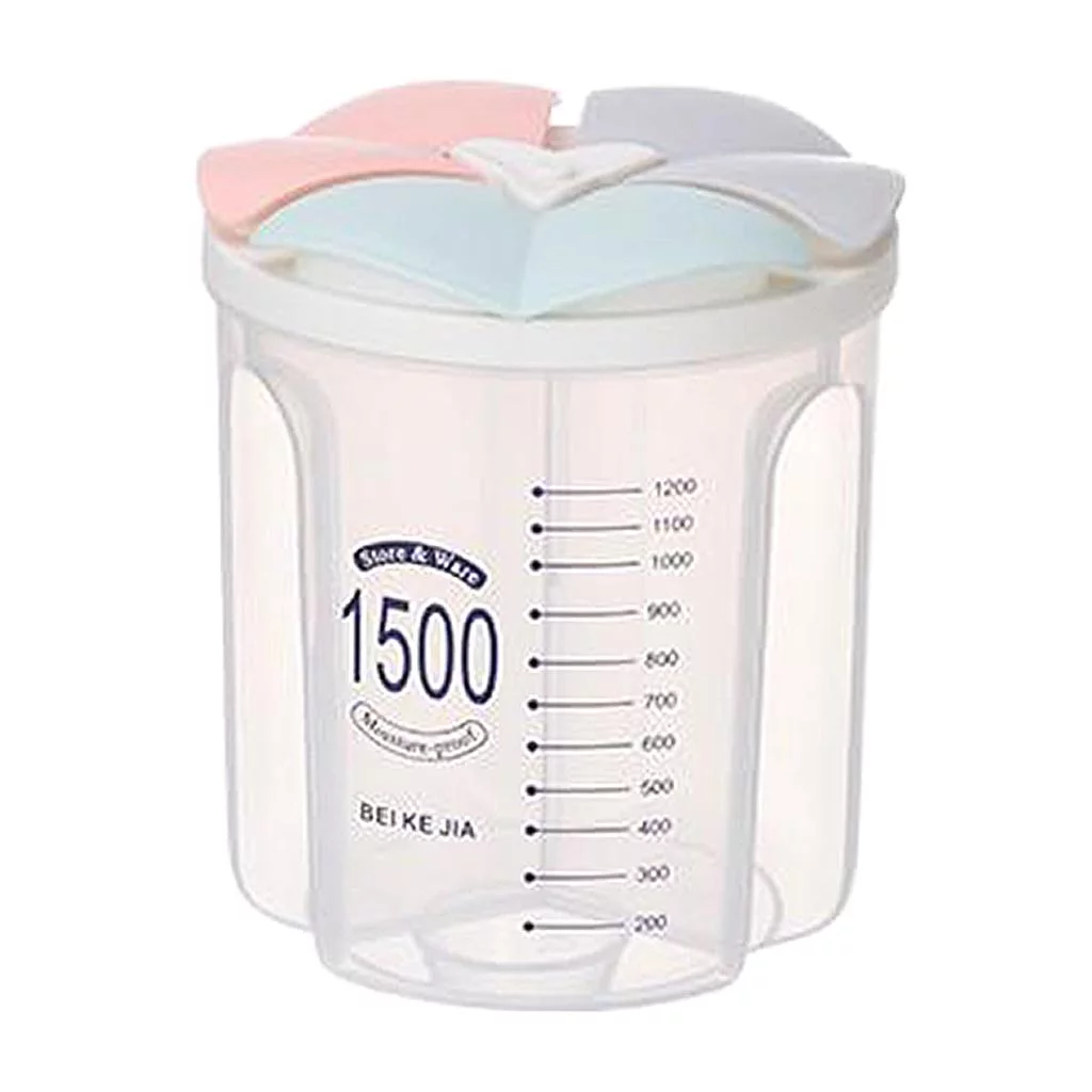 Sealed Storage Divided Box Crisper Grains Food Storage Tank Household Containers for Dry Cereals Measure Cups Kitchen Tool - 1500ml