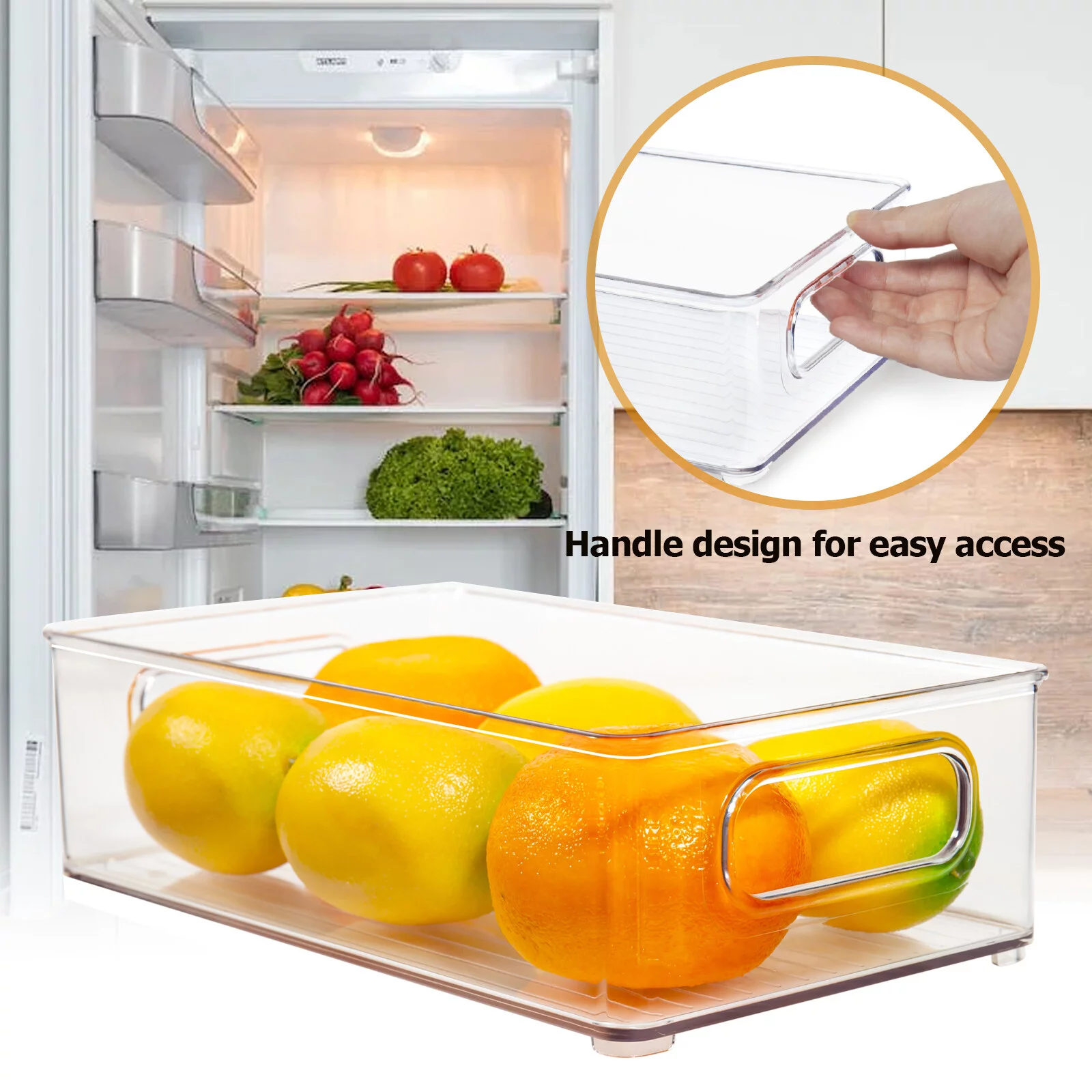 6pcs Refrigerator Organizer Bin Clear Plastic Stackable Fridge Freezer Storage Container for Pantry Kitchen Organization and Storage