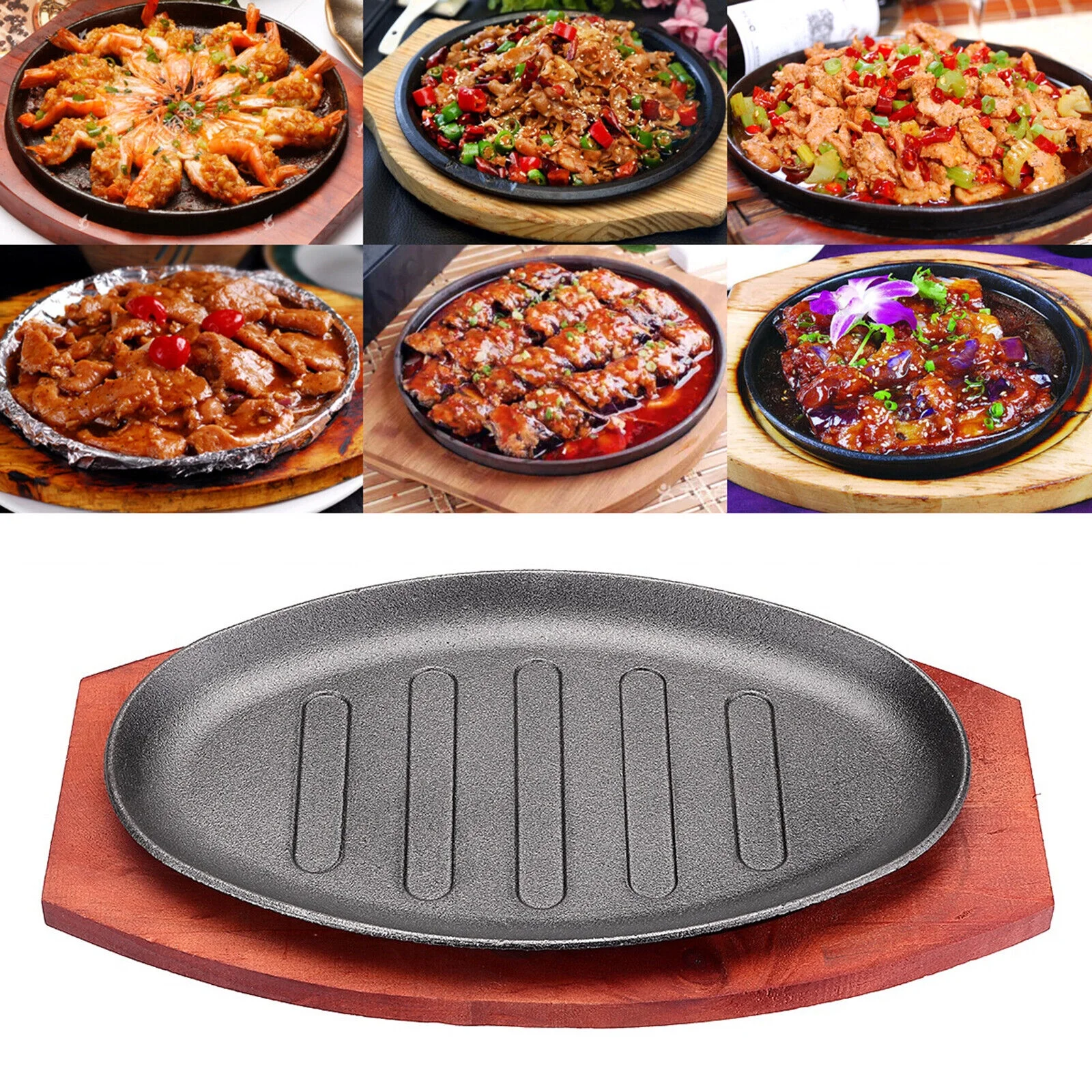 Steak Sizzle Plate Restaurant Supply Oval Shape 8
