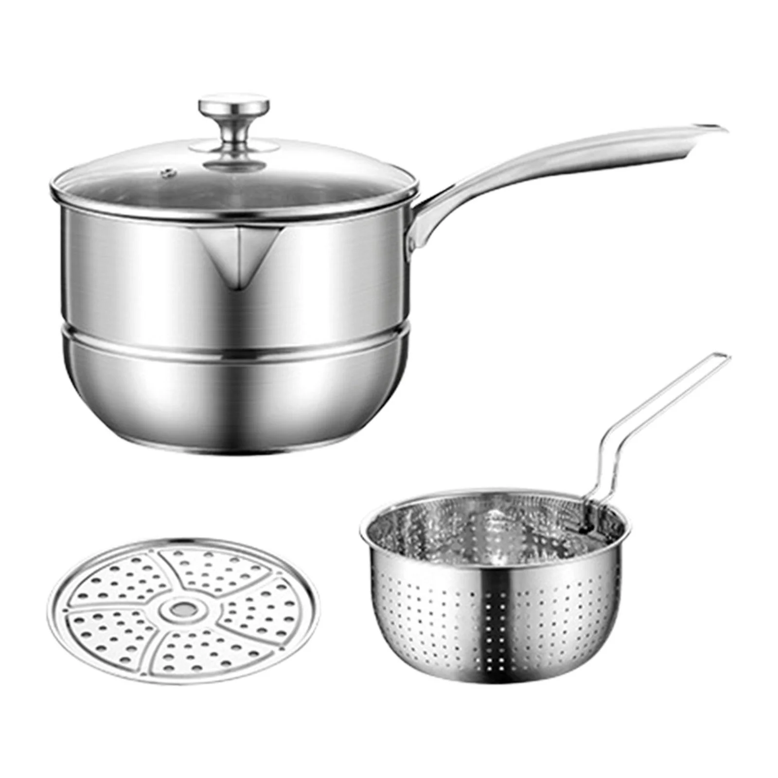 TISHITA Deep Fryer Set Frying Basket Cookware Cooking Boiling Pot Strainer Basket Soup Pot for Camping Restaurant Frying A