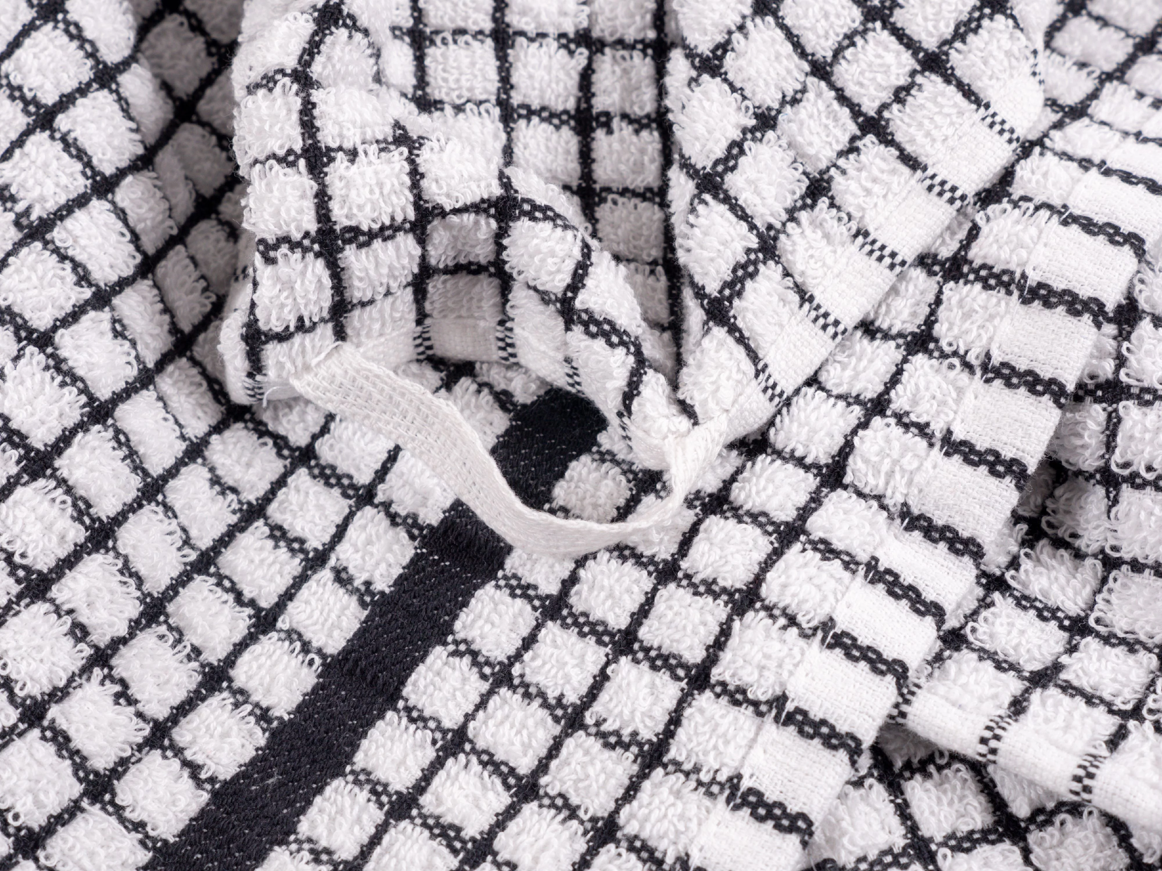 KAF Home Set of 10 Grid Terry Kitchen Towels - Black
