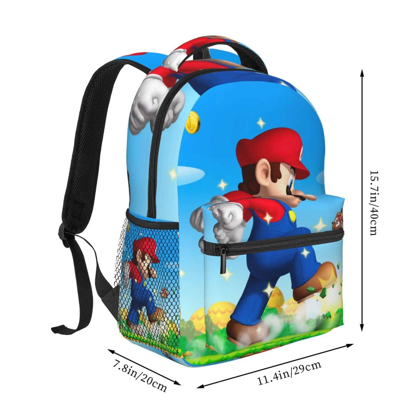 Super Mario Animated Adjustable Laptop Backpack School Student Book Bag Satchel Rucksack Shoulders Daypack For Adult And Kids