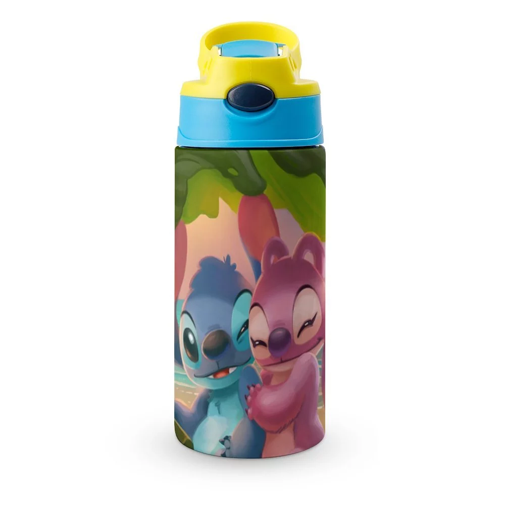 Stitch Cute Animals Children's Water Bottle Vacuum Insulated Stainless Steel Cup With Straw Toddler Thermoses