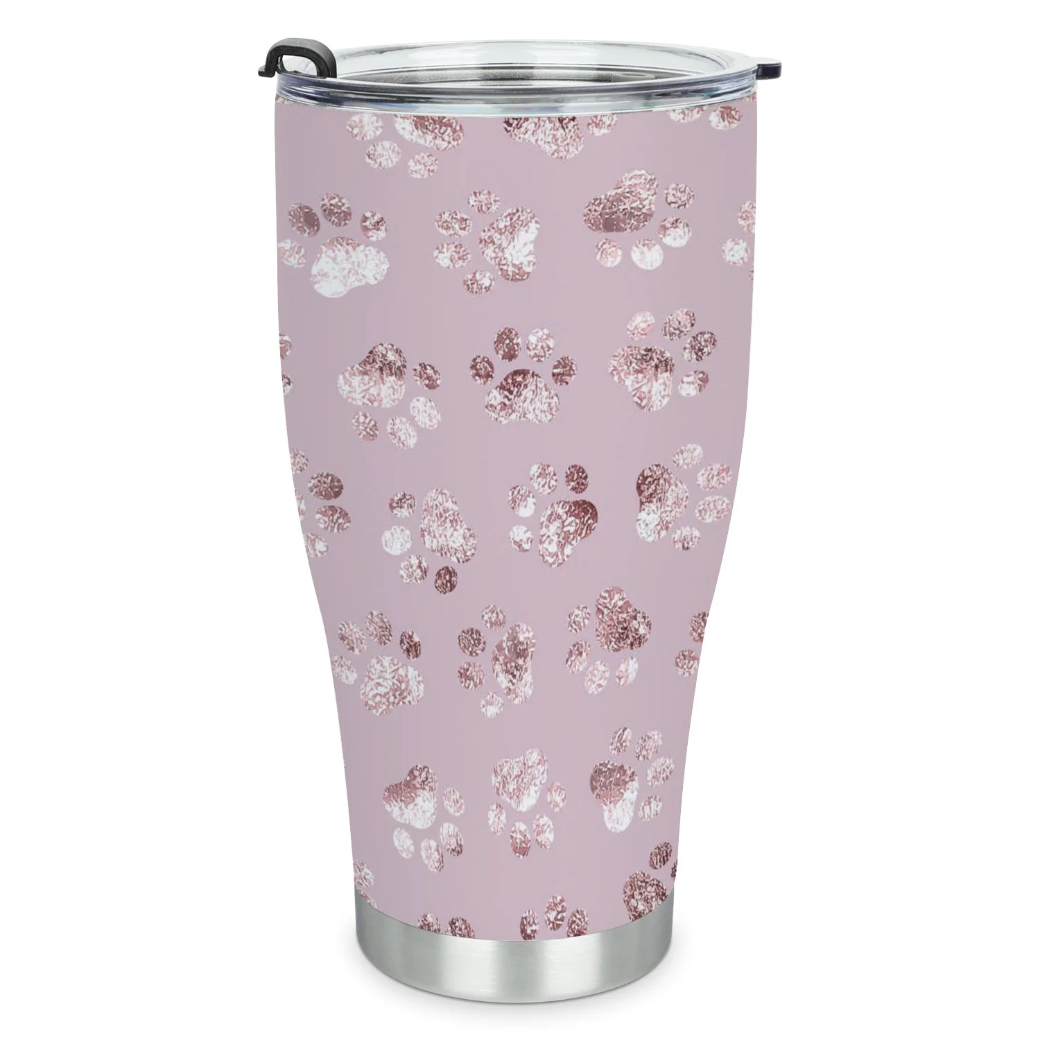 Hidove Stainless Steel Tumbler, Paw on The Purple Background 30oz Leak Proof & Stainless Steel Bottle for Hot & Cold Drinks - Coffee Travel Mug, Water Metal Canteen, Thermal Cup