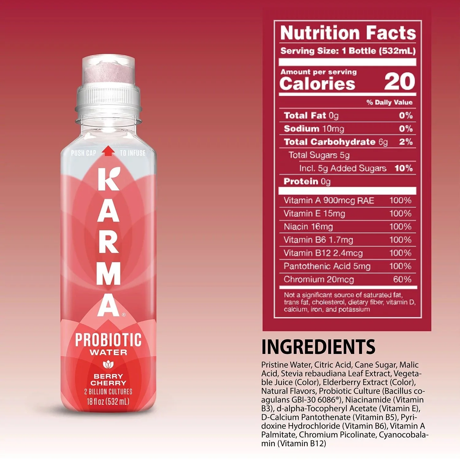 Karma Probiotic Water Variety Pack 18 Fluid Ounce (Pack of 12)