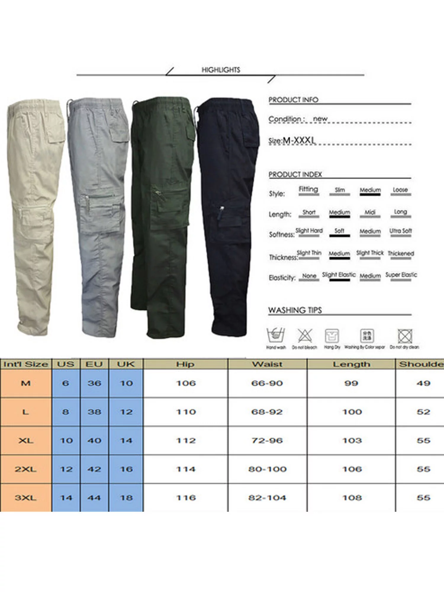 Bmnmsl Mens Casual Trousers Elastic Fighting Work Pants Camping Hiking Trousers