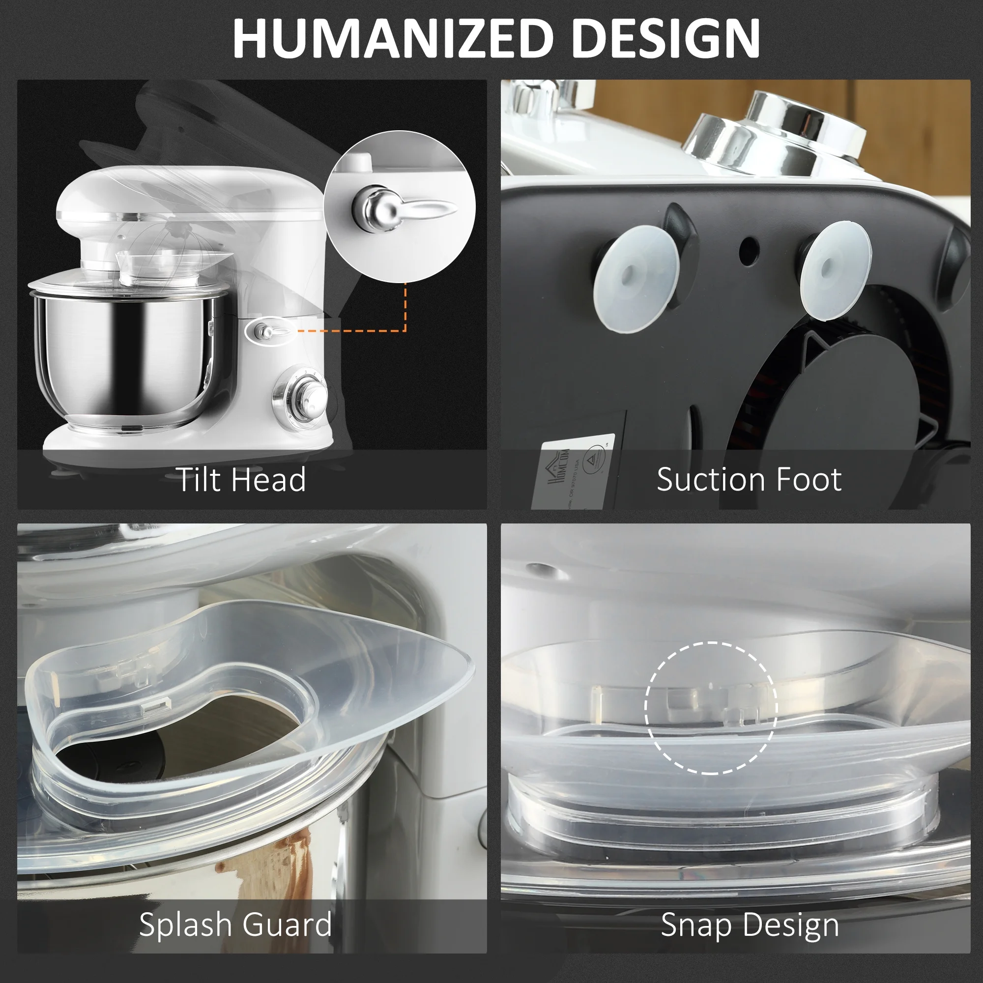 High-Powered Kitchen Electric Mixer - Stand Mixer with 6Qt Stainless Steel Mixing Bowl, Beater, Dough Hook and Splash Guard - 12.85 - Elevate your baking with our versatile mixer!