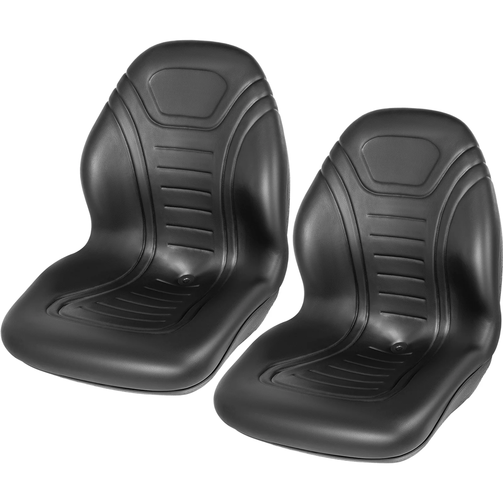 VEVOR 2pcs Universal Tractor Seat Replacement,Compact High Back Mower Seat Pair,Black Vinyl Forklift Seat,Central Drain Hole Skid Steer Seat with Mounting Bolt Patterns of 8