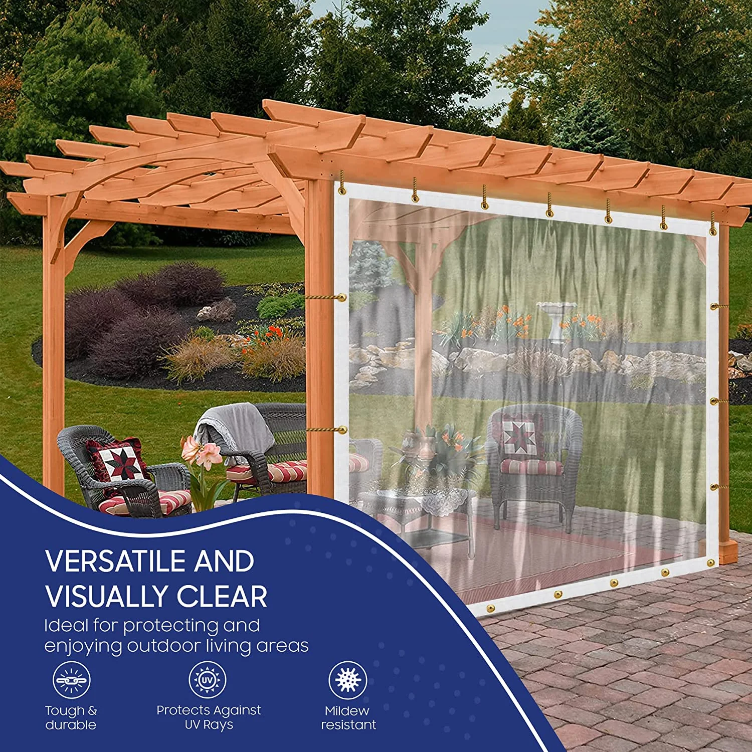 Tarps Now Fire Retardant Vinyl Tarps, 20Mil Waterproof Clear Tarp Cover - 6' x 12'