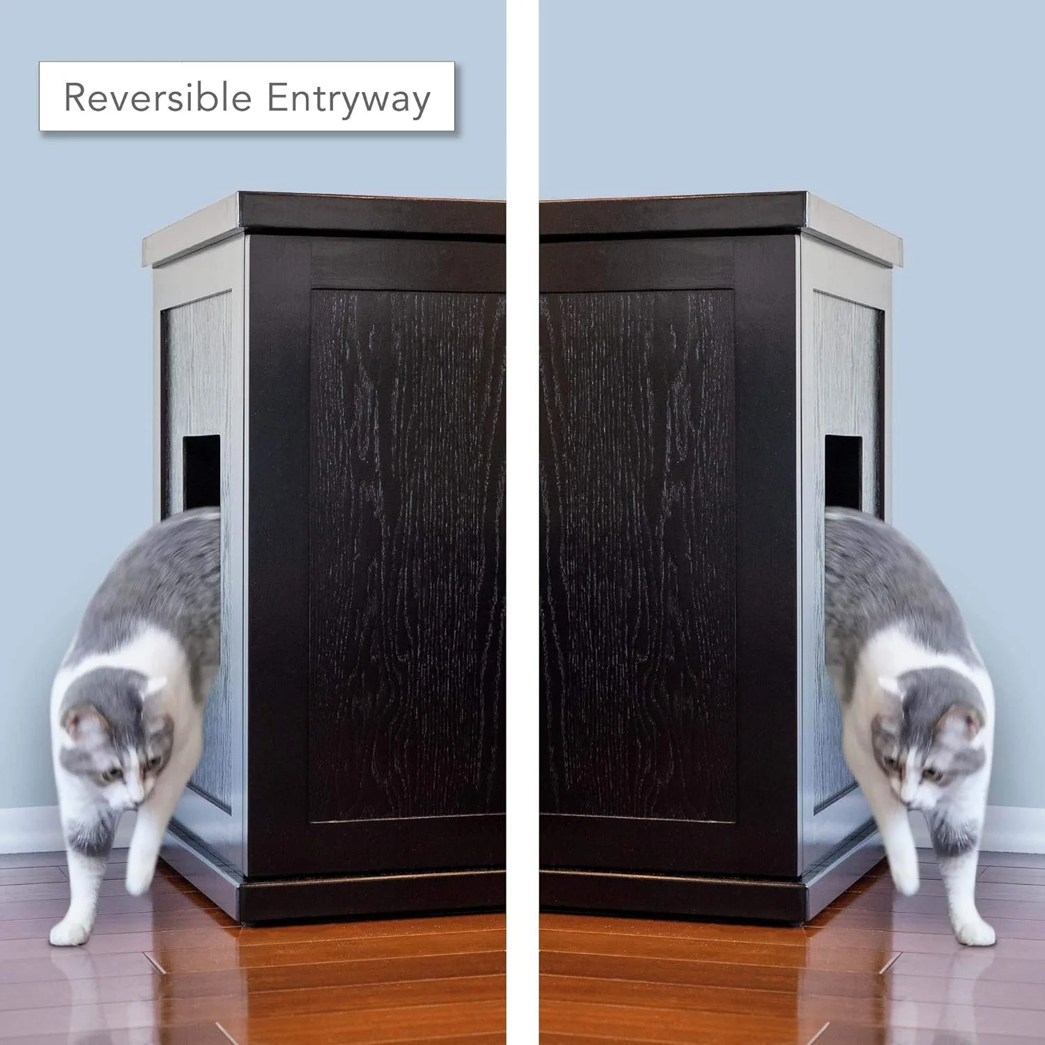 Cat Litter Box Enclosure Cabinet, Farmhouse, Black Espresso, -Century Feet, Xlarge, Hidden Litter Cat Furniture With Drawer