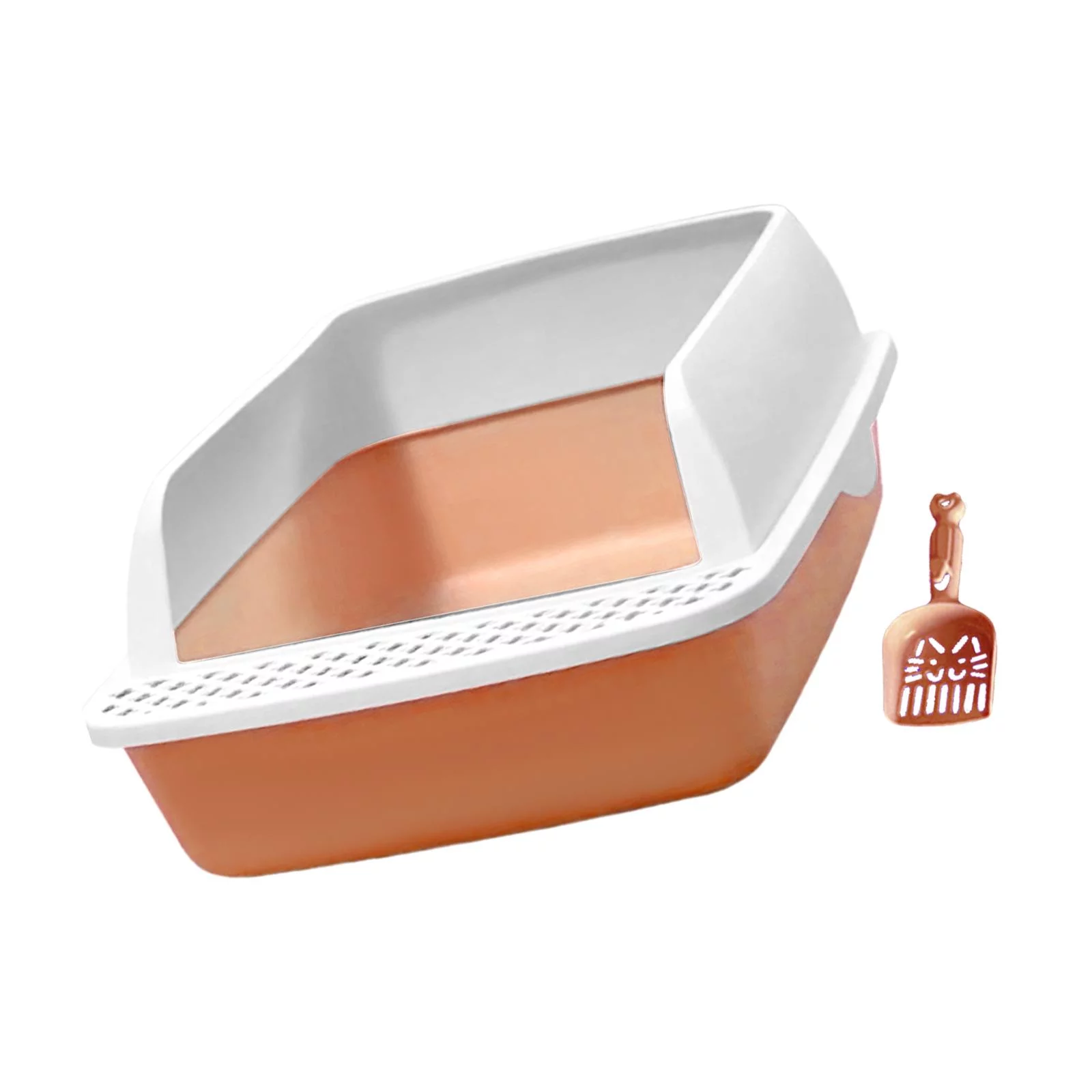 Cat with Litter Sifting Prevent Leakage High Sided Easy to Clean Heightening Splashing Removable Kitty Litter Tray Pink