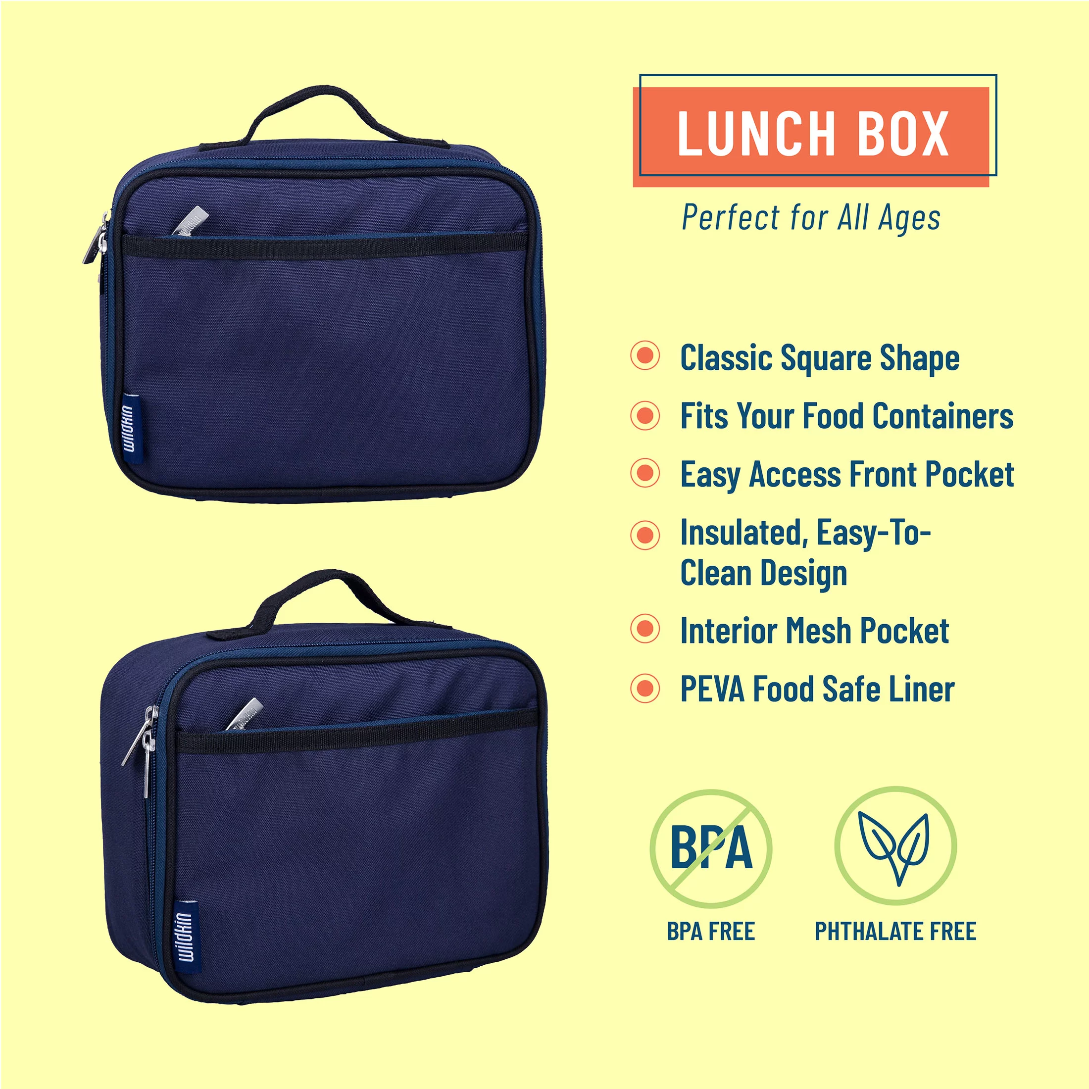 Wildkin Kids Insulated Lunch Box for Boy and Girls, BPA Free (Whale Blue)