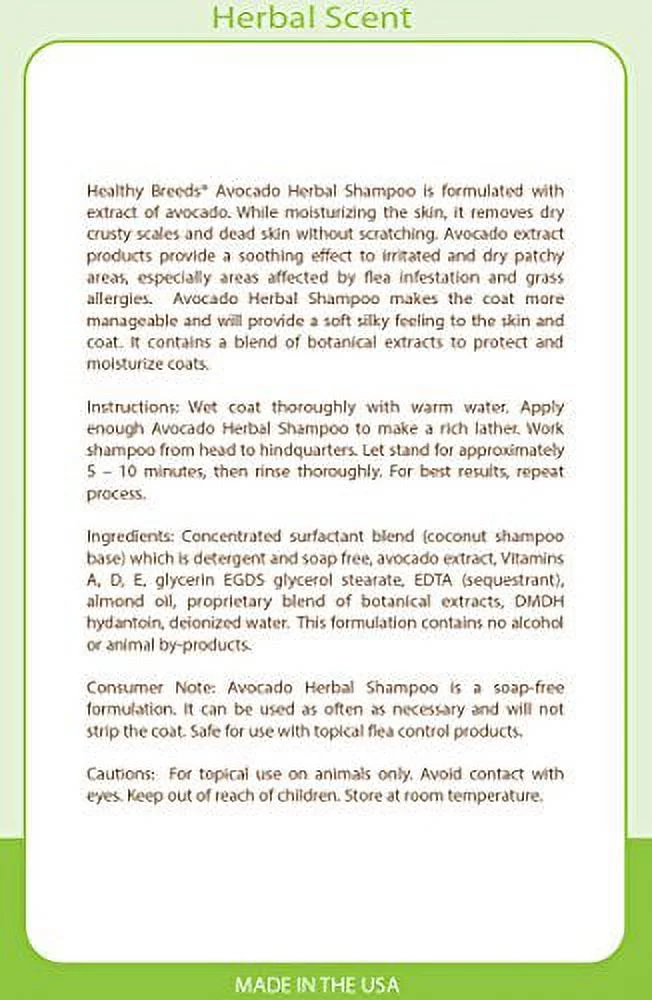 Healthy Breeds Pit Bull Avocado Herbal Dog Shampoo 16 oz