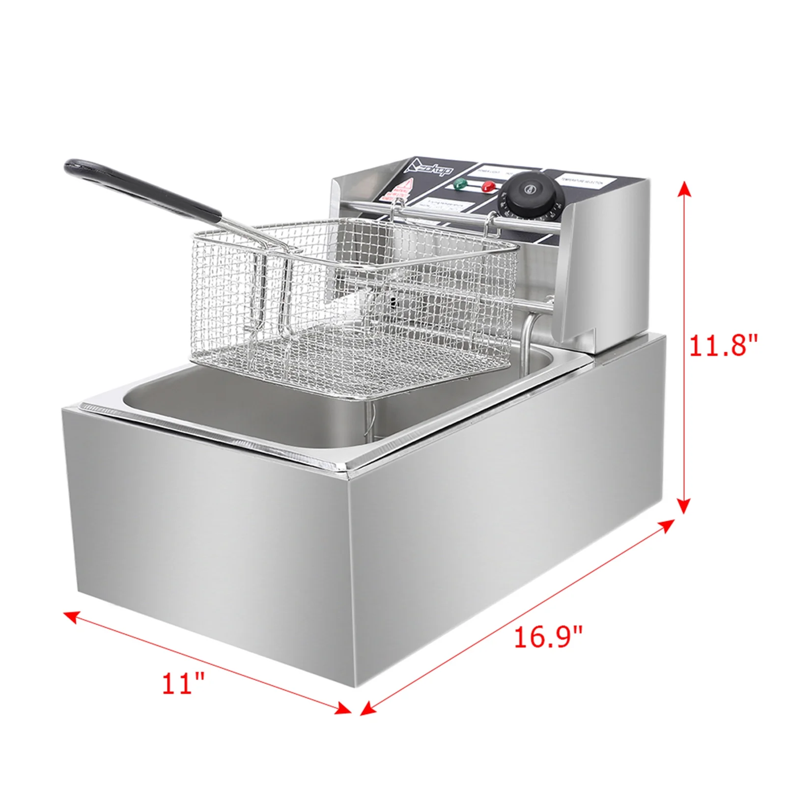 EH81 2500W MAX 110V 6.3QT/6L Stainless Steel Single Cylinder Electric Fryer