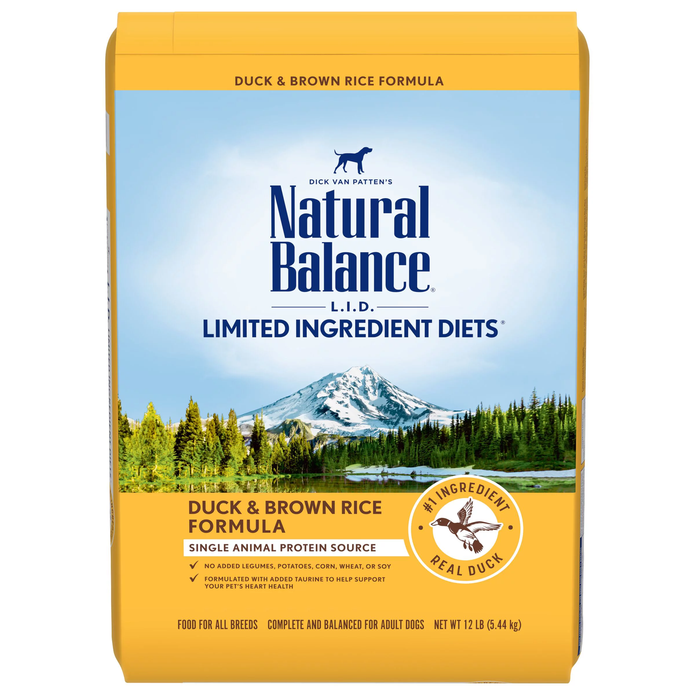 Natural Balance L.I.D. Limited Ingredient Diets Dry Dog Food, 12 Pounds, Duck & Brown Rice Formula