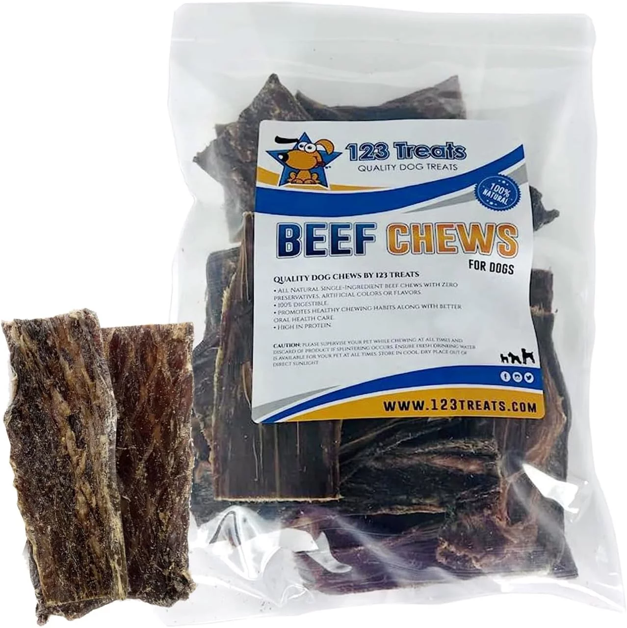Beef Jerky Treats for dogs 5 inches (25 Count) Delicious Dog Chews Made in USA