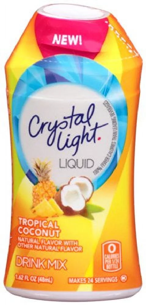 Crystal Light Liquid Energy Drink, Tropical Coconut, 1.62 fl oz (Pack of 48)