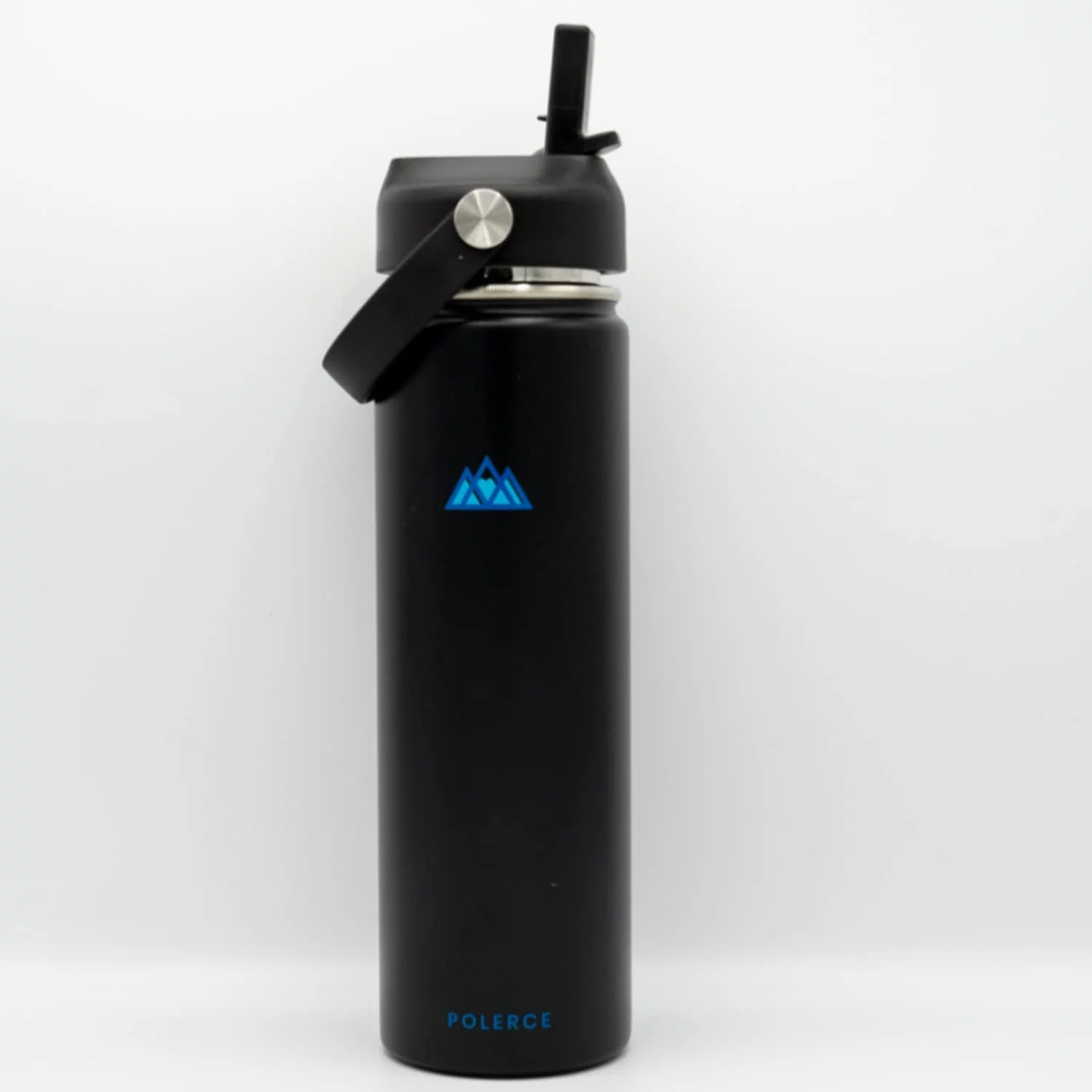 Vacuum Insulated Bottle with 3 Lids - Stainless Steel Thermally Insulated Flask - by Polerce (21 Oz, Black)