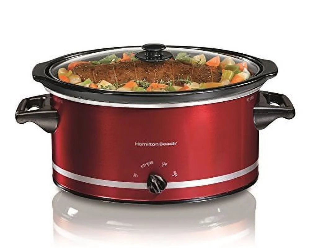 Hamilton Beach 33184 Oval Slow Cooker, 8-Quart, Red