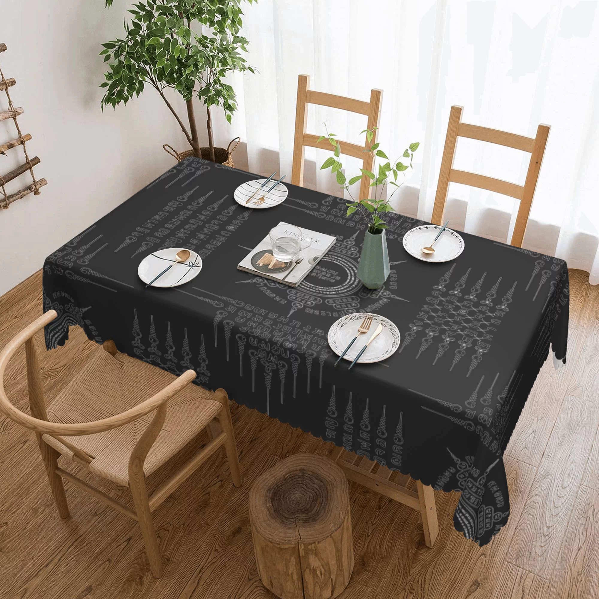DouZhe Rectangular Tablecloth, Mystic Viking Gothic Runes Table Cloth for Kitchen Dinning Tabletop, 72