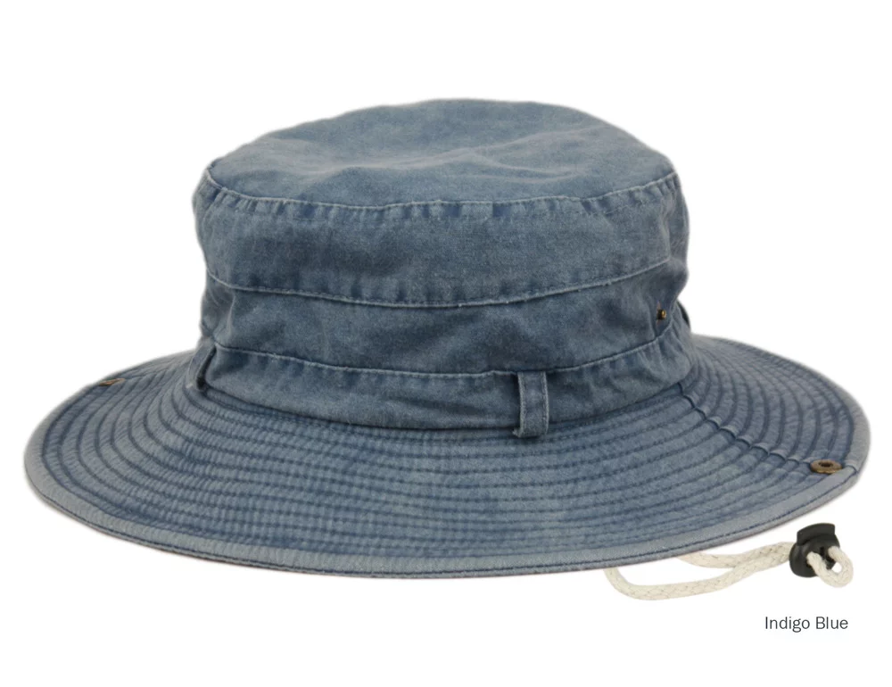 Every day Cotton Sun Protection Boonie hat, pack-able Safari Wide Brim outdoor travel, hiking, Beach, biking Hat Cap Indigo Blue