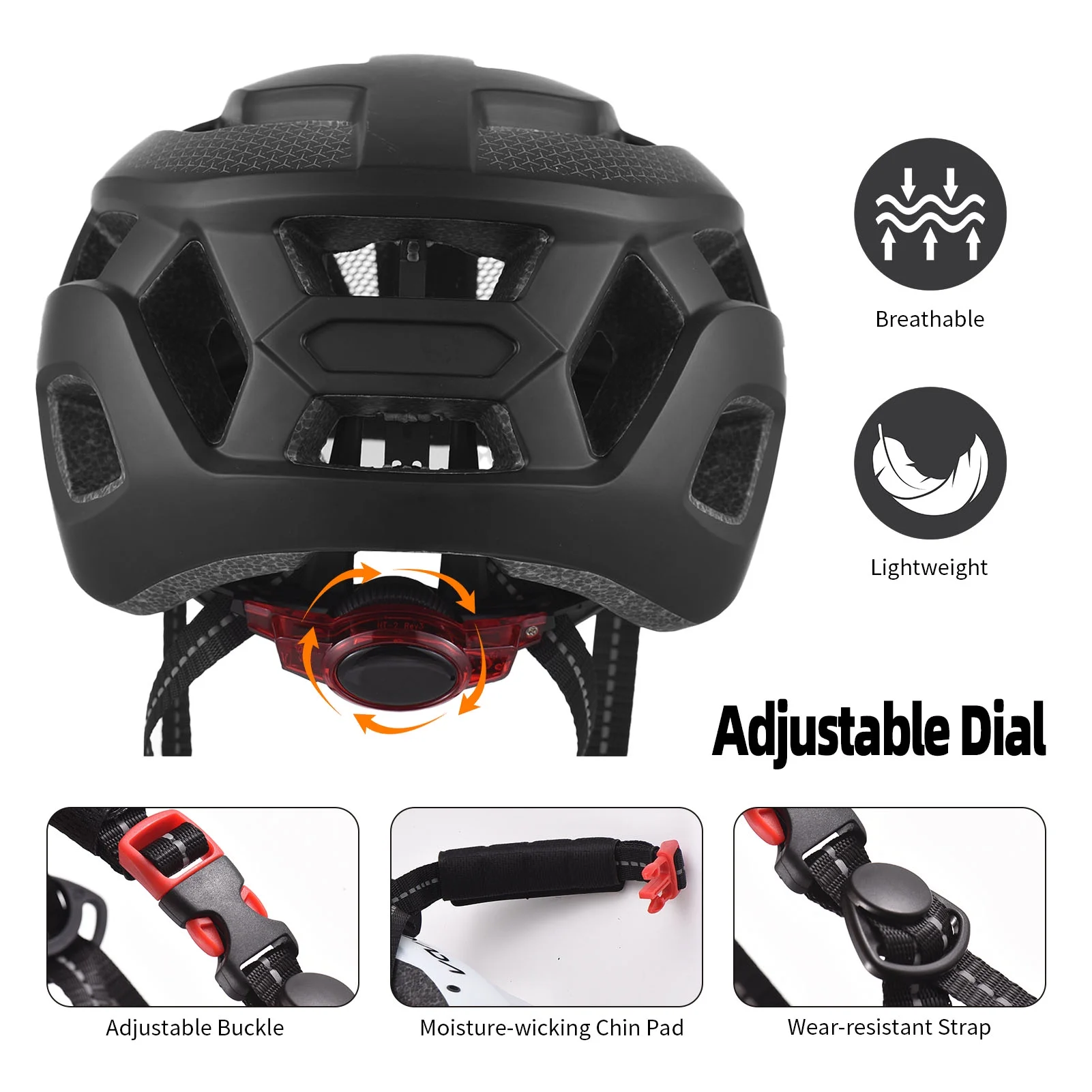 Lixada Bike Helmet with Windshield and Sun Visor, Rechargeable Tail Light, Adjustable Safety headgear for Cyclists