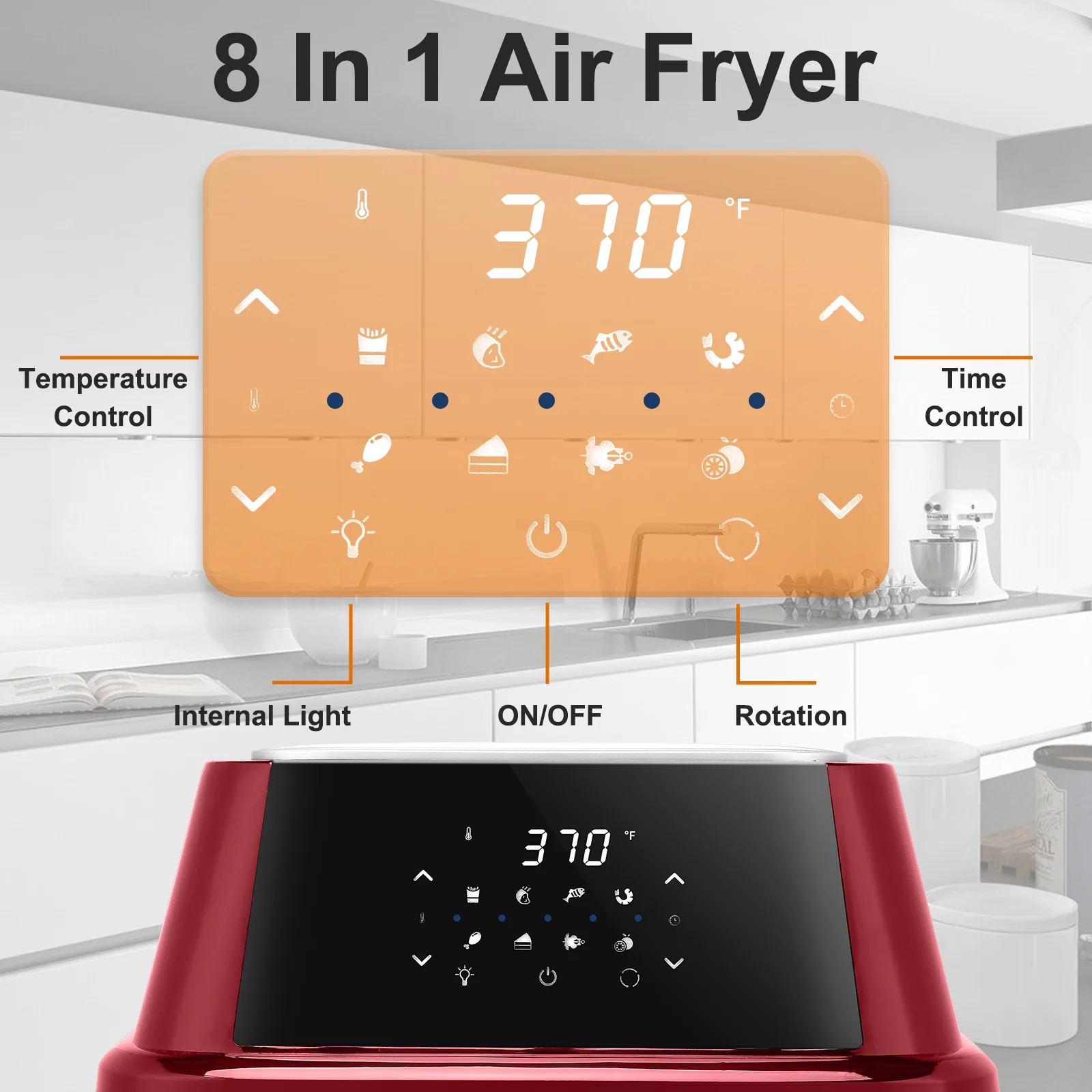 ZOKOP 16.91Quart Air Fryer Oven with Digital Touch Screen, ETL Certified(Red)