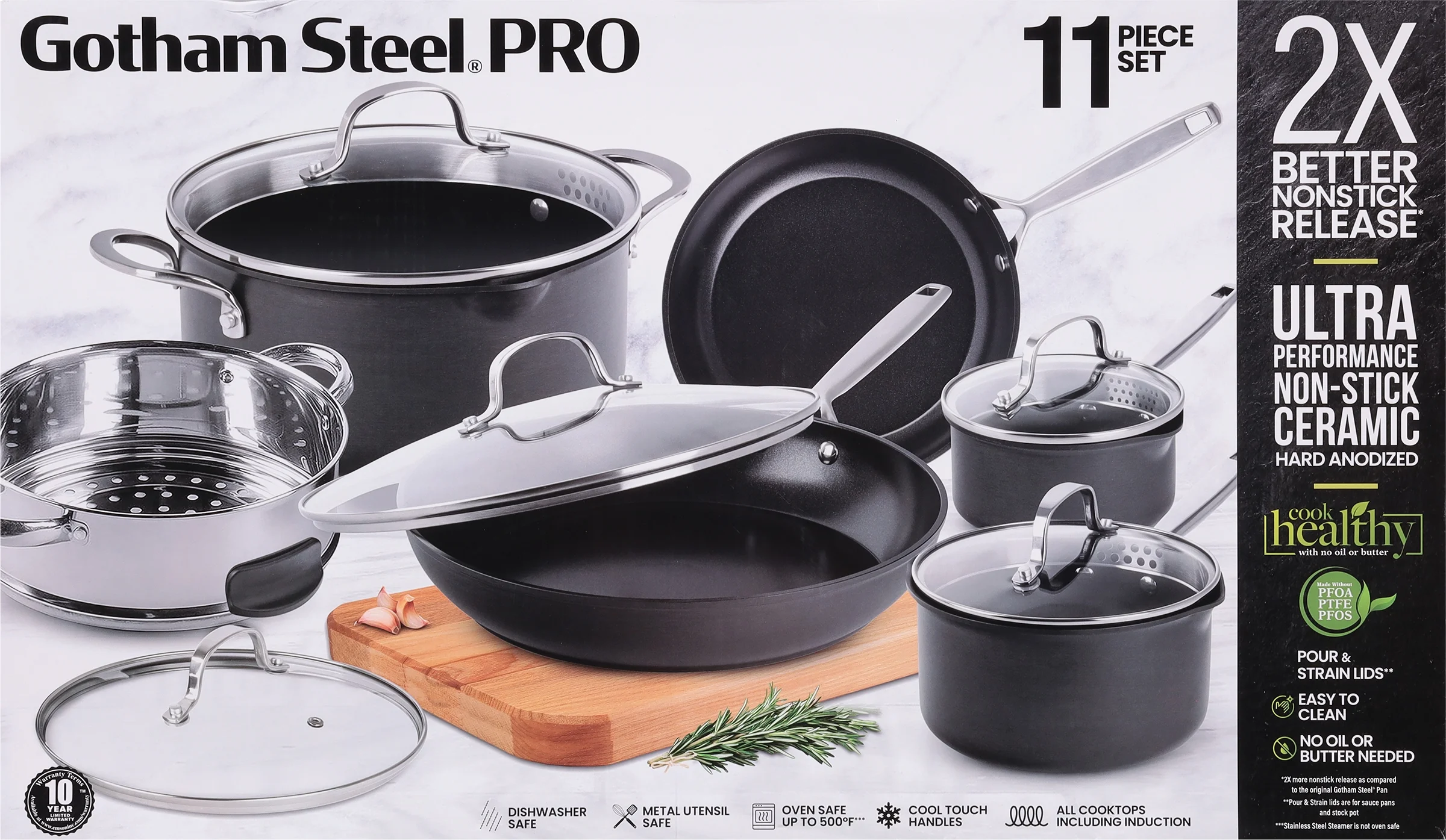 Gotham Steel Pro Ultra Ceramic Cookware Set 1 ea