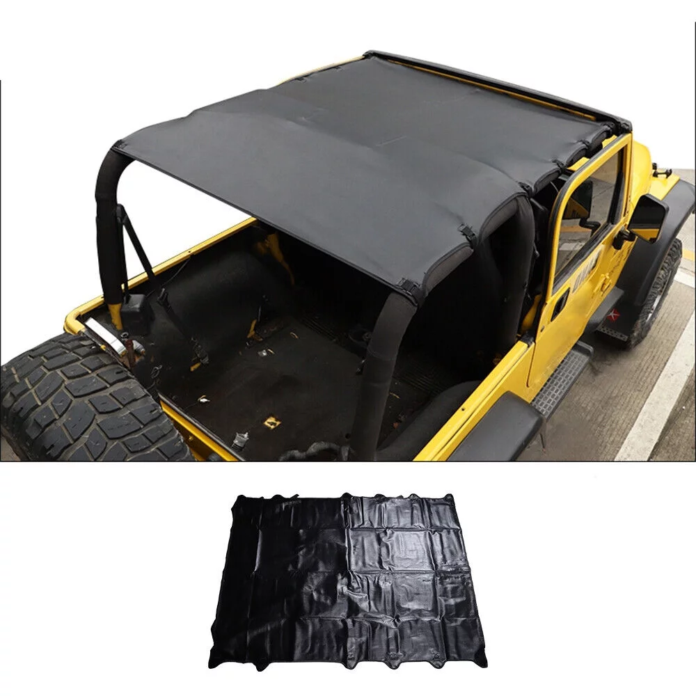 Paddsun New Bikini Leather Top Roof Sunshade for 1997-2006 Jeep Wrangler TJ Soft Cover