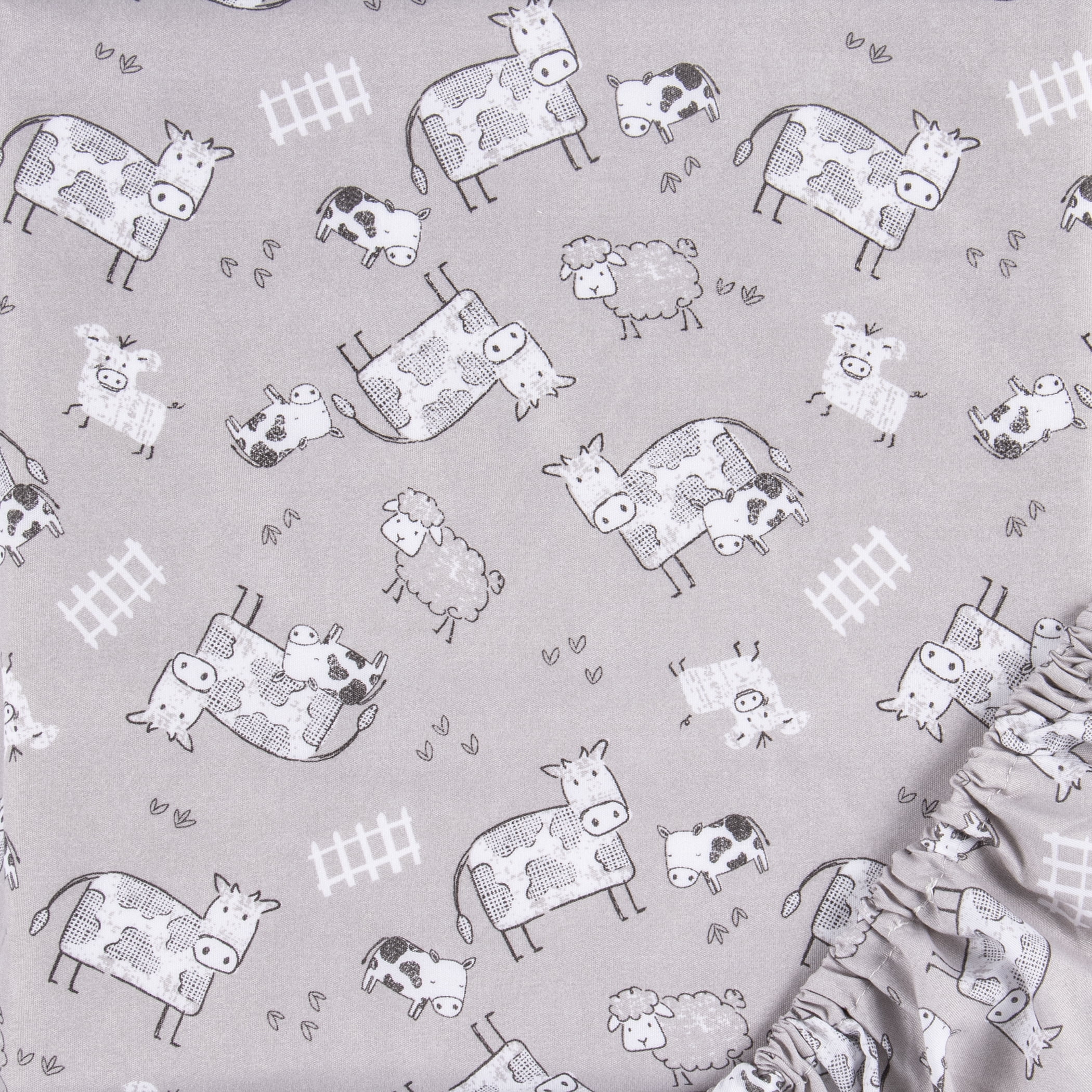 Sammy & Lou Unisex Purple Microfiber Fitted Sheets, Crib Bed, (2 Pieces ), Infant, Cow Character, 200 Thread Count